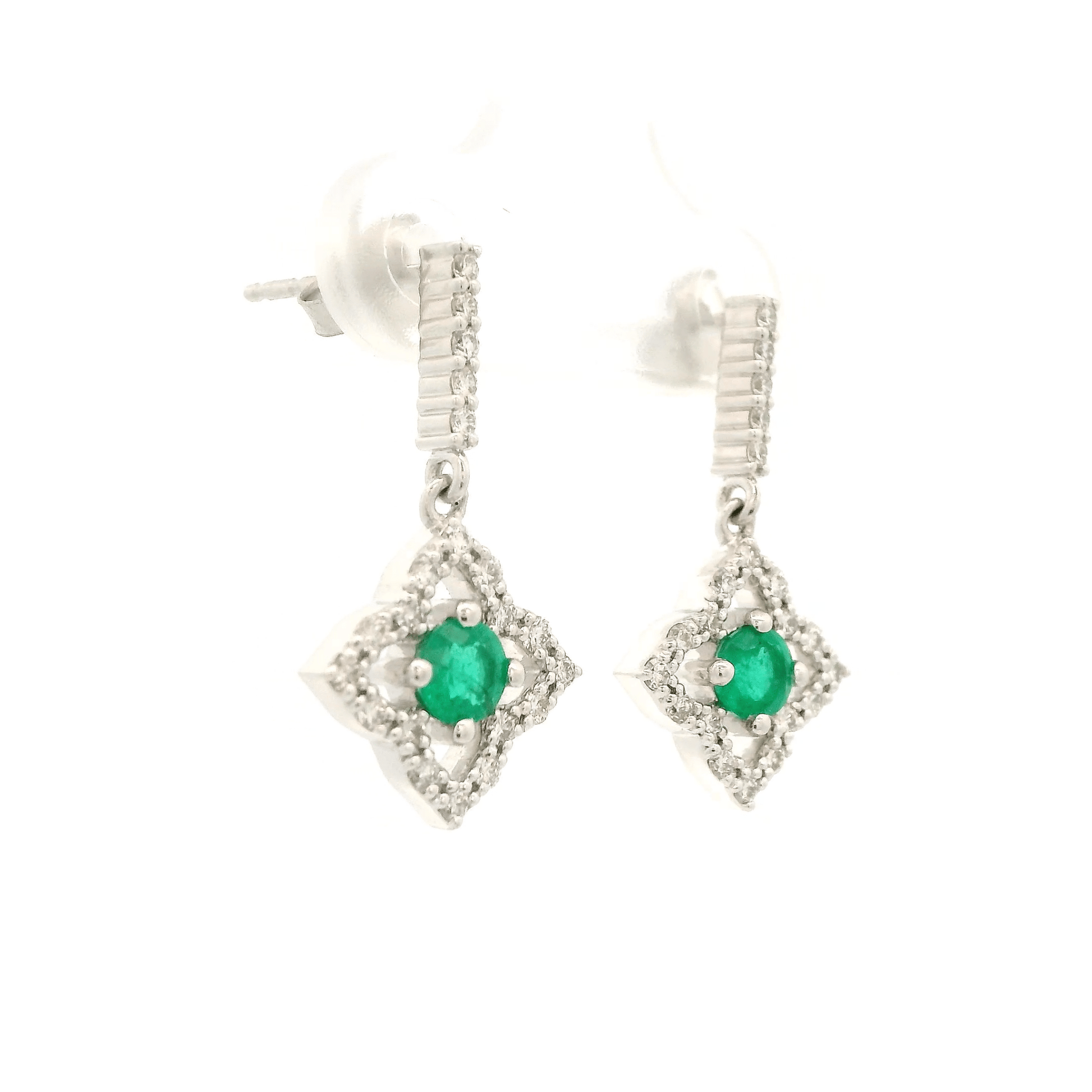 Star Shape Emerald & Diamond Dangles - Forever Rox