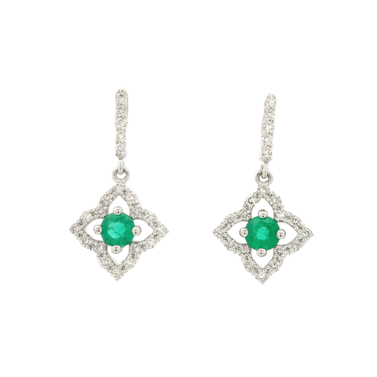 Star Shape Emerald & Diamond Dangles - Forever Rox