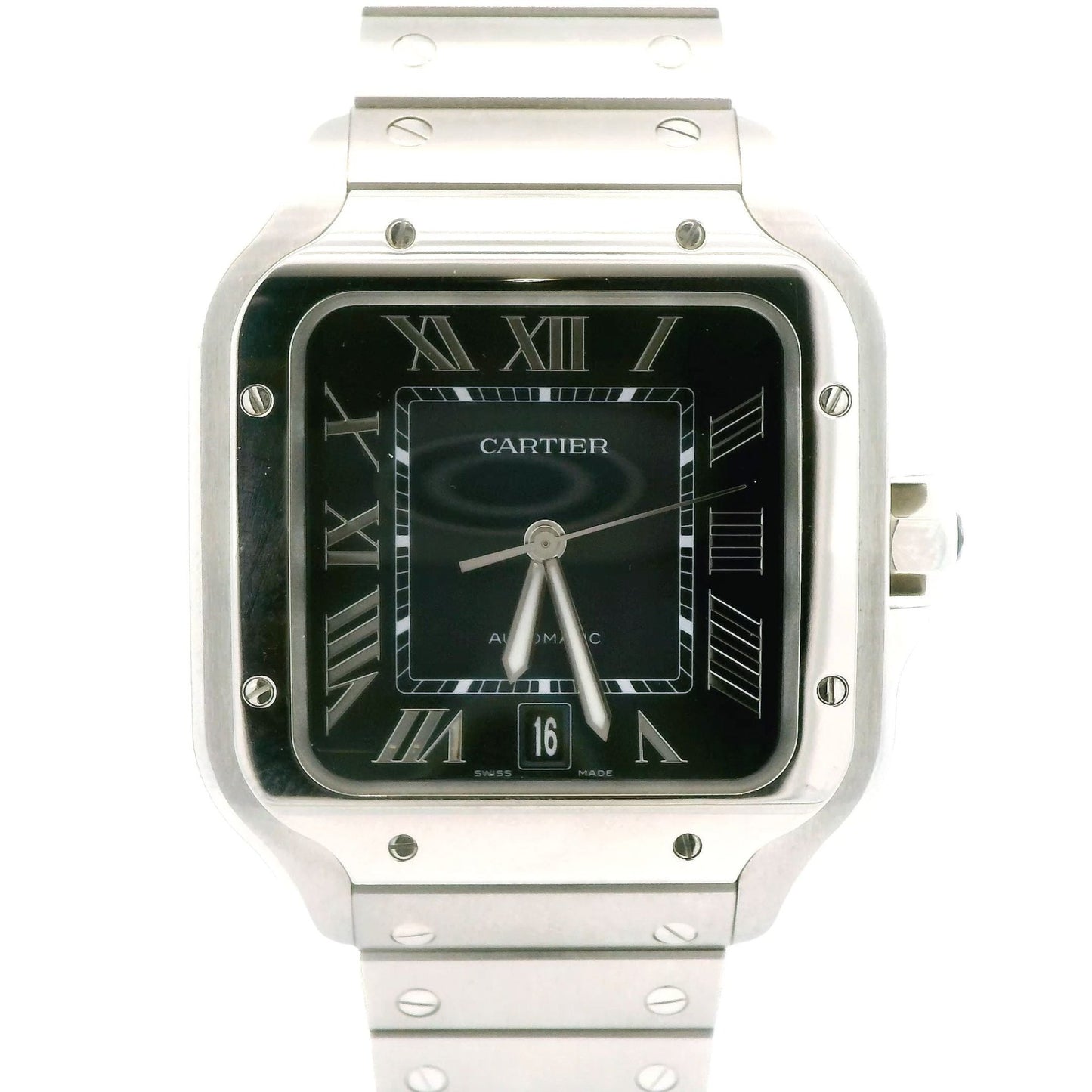 Steel Blue Dial Cartier Santos 39.8mm - Forever Rox