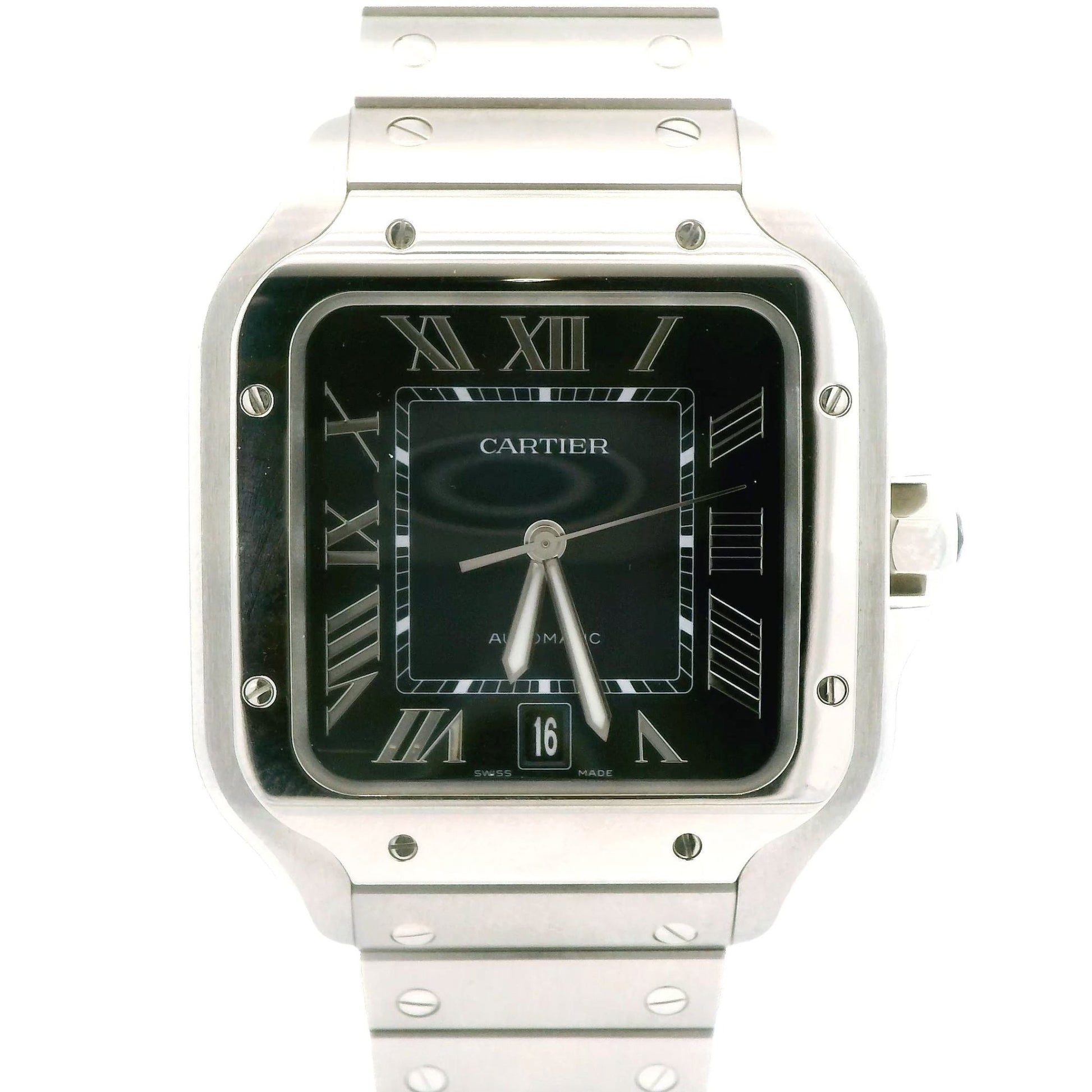 Steel Blue Dial Cartier Santos 39.8mm - Forever Rox