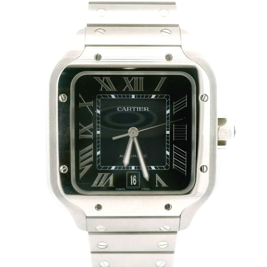 Steel Blue Dial Cartier Santos 39.8mm - Forever Rox