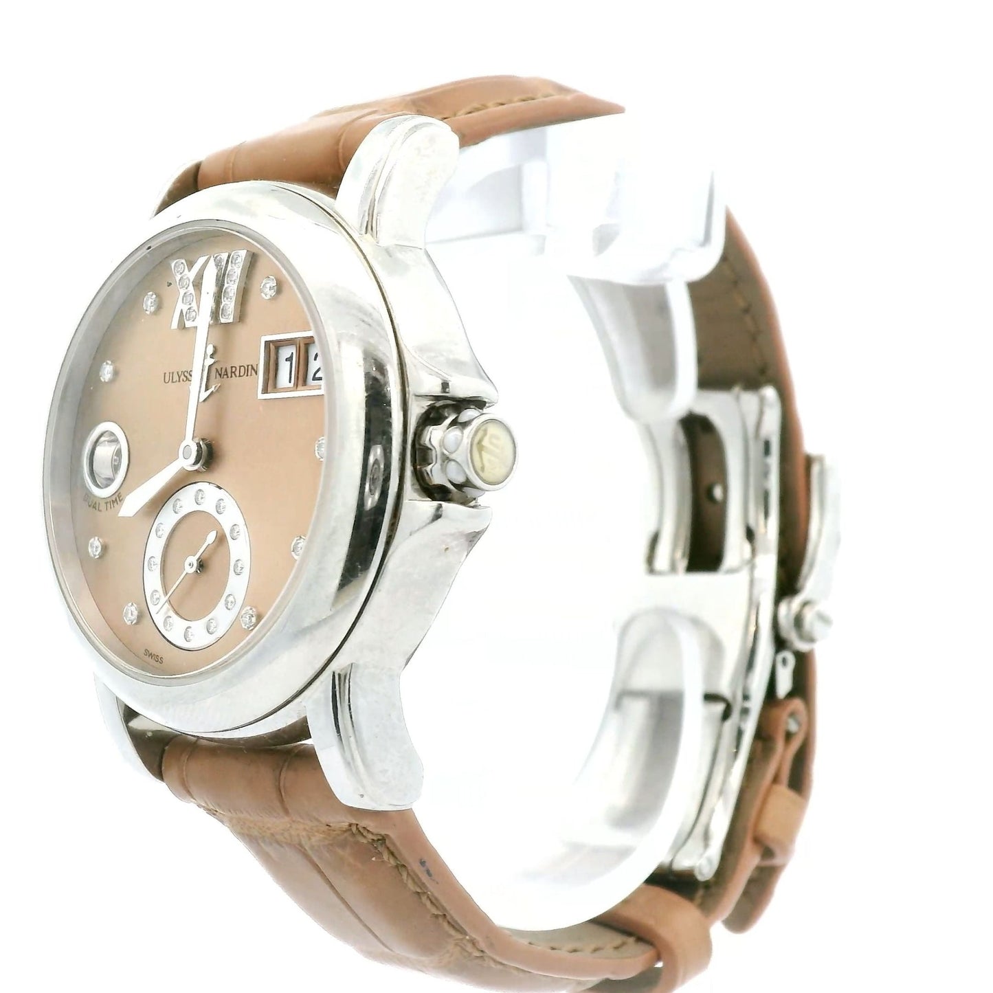 Steel Dual Time Ulysse Nardin with Diamond Dial - Forever Rox