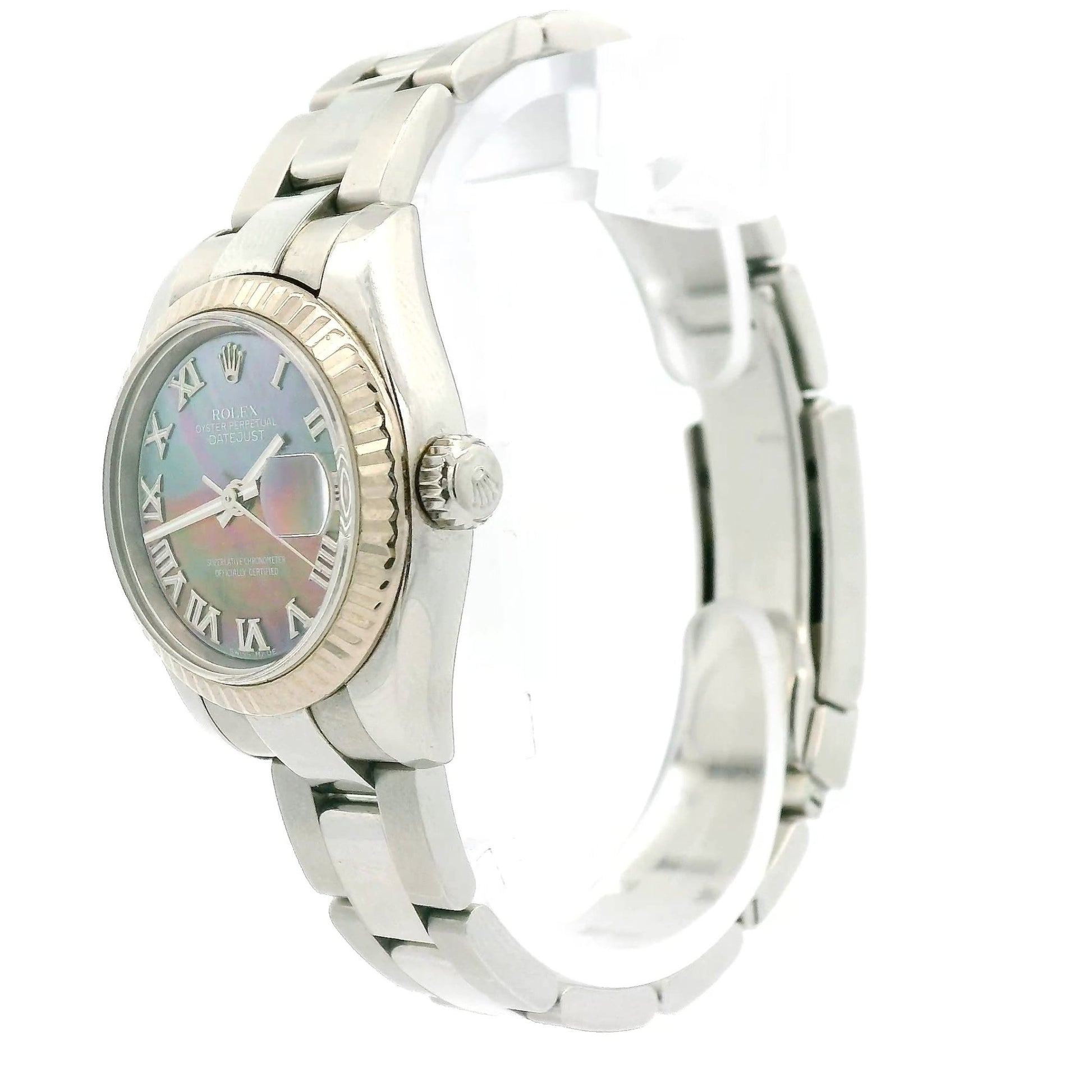Steel Ladies Rolex Datejust Roman Dark Mother of Pearl Dial - Forever Rox