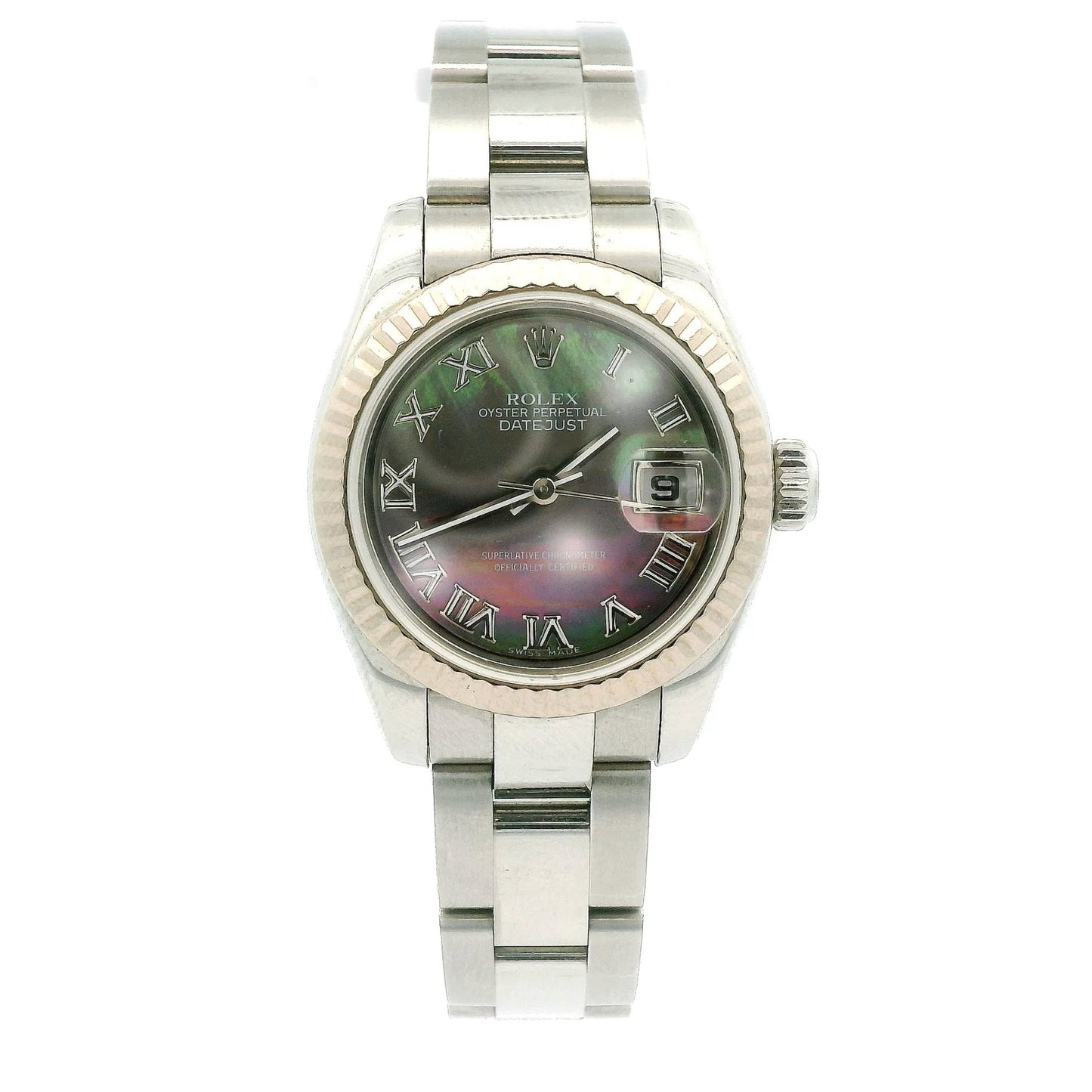 Steel Ladies Rolex Datejust Roman Dark Mother of Pearl Dial - Forever Rox
