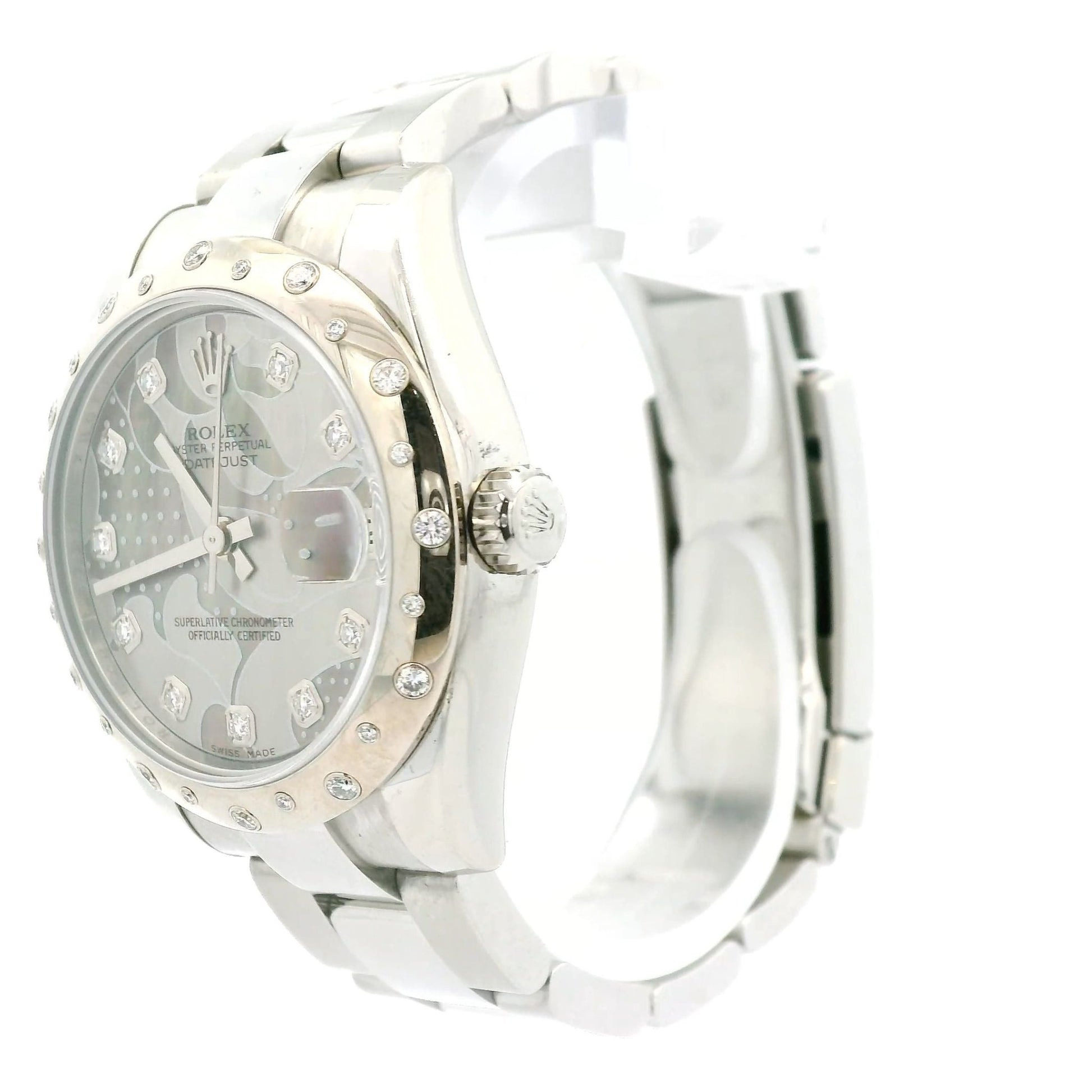 Steel Rolex Datejust with Diamond Dial & Floral MOP Dial - Forever Rox