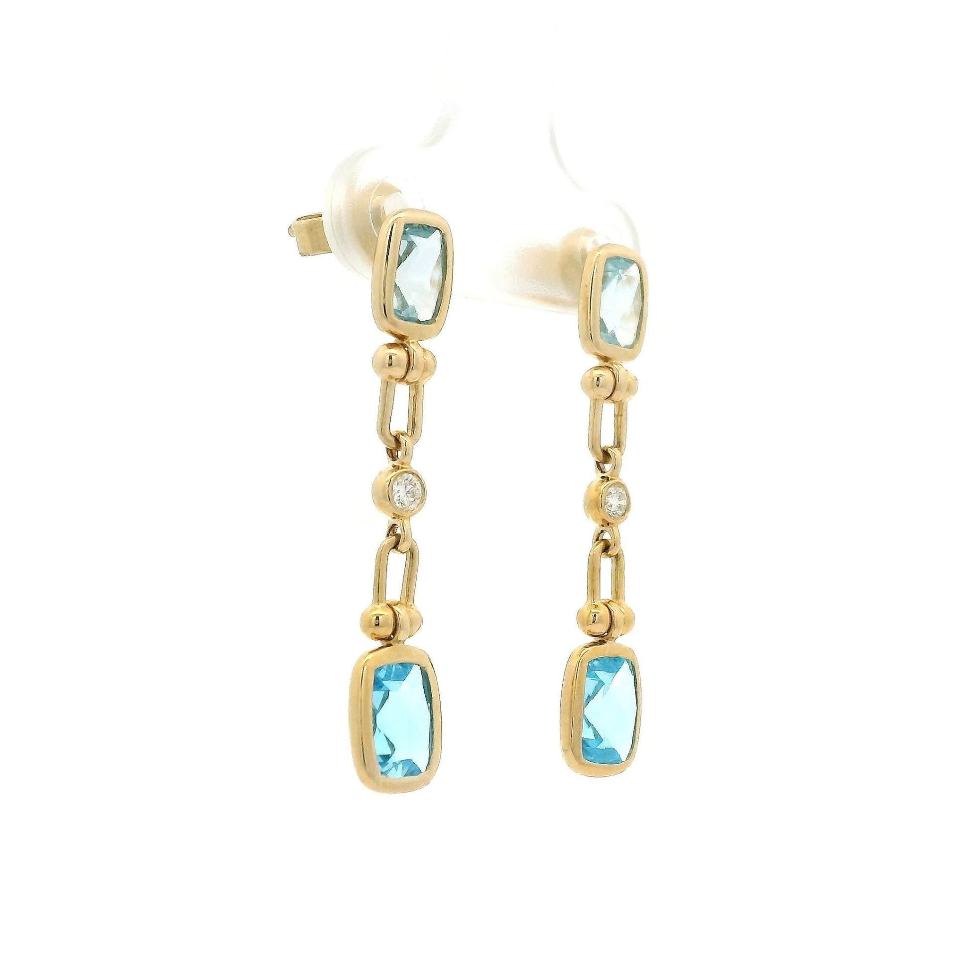 Swiss Blue Topaz & Blue Topaz Hardwear Link Dangles with Diamonds - Forever Rox Fine Jewelry