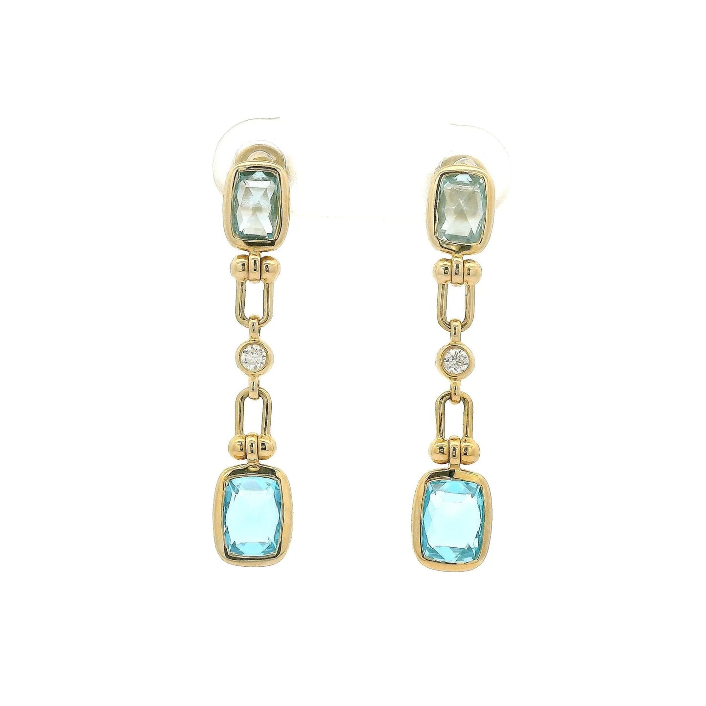 Swiss Blue Topaz & Blue Topaz Hardwear Link Dangles with Diamonds - Forever Rox Fine Jewelry