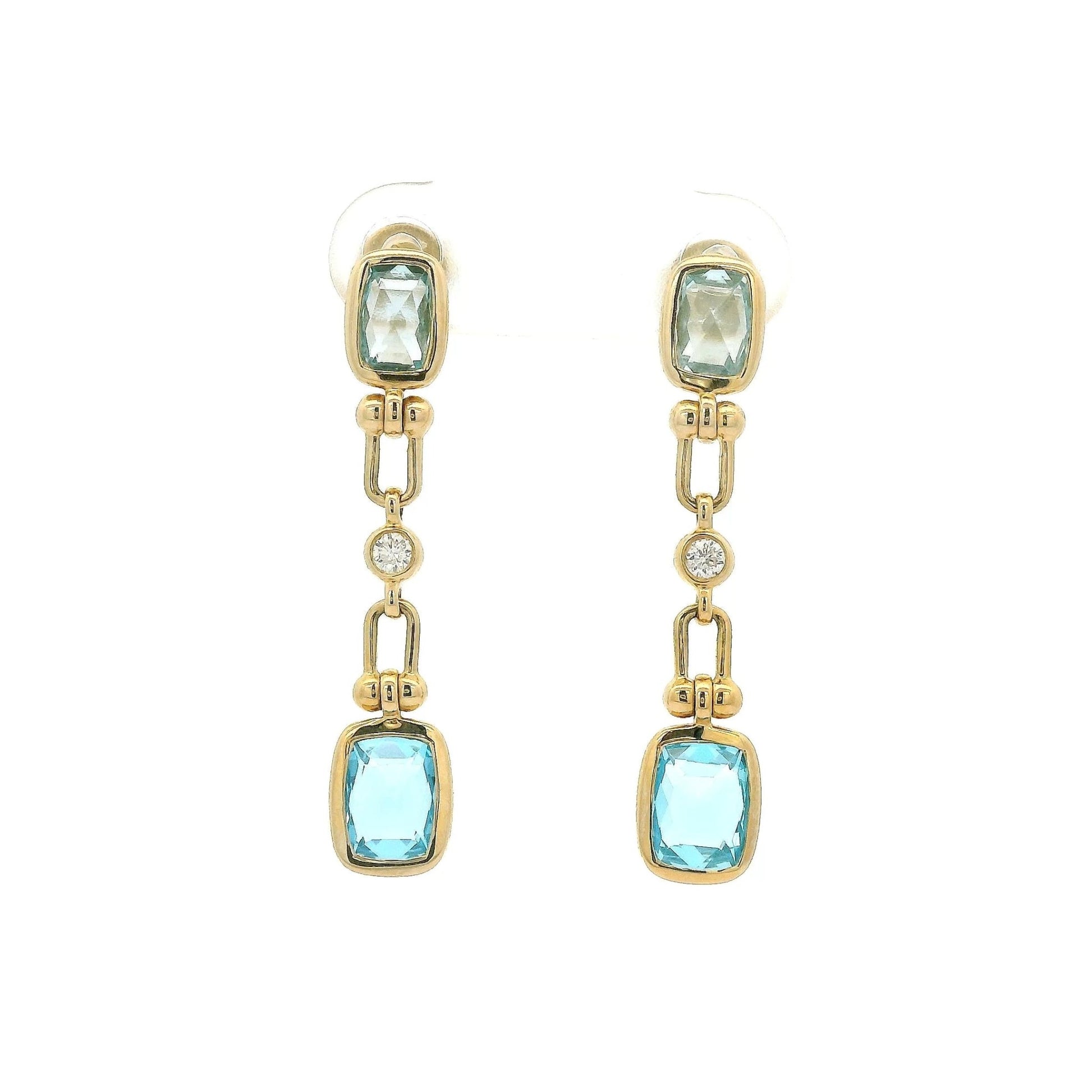 Swiss Blue Topaz & Blue Topaz Hardwear Link Dangles with Diamonds - Forever Rox Fine Jewelry