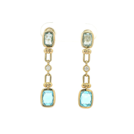 Swiss Blue Topaz & Blue Topaz Hardwear Link Dangles with Diamonds - Forever Rox Fine Jewelry