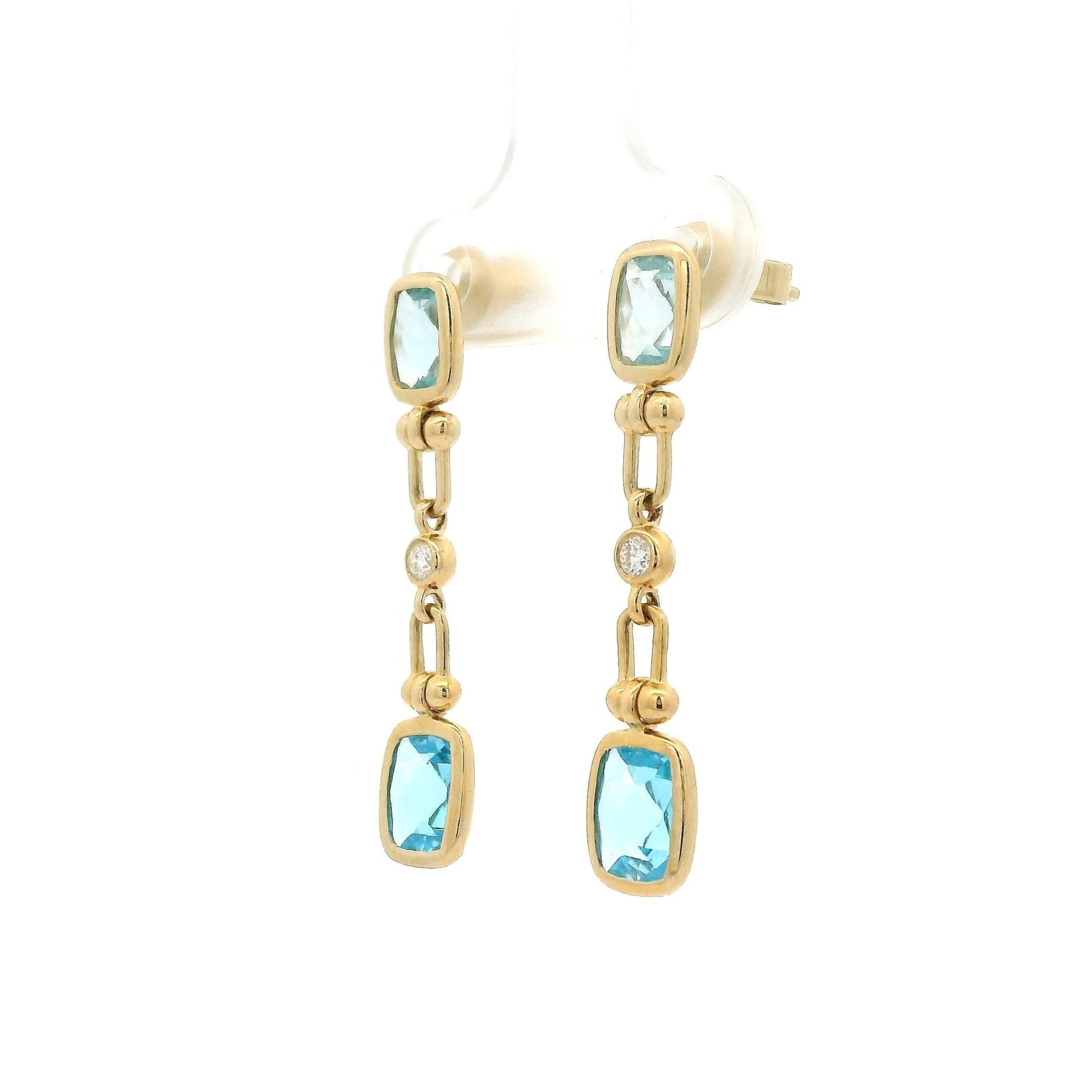 Swiss Blue Topaz & Blue Topaz Hardwear Link Dangles with Diamonds - Forever Rox Fine Jewelry