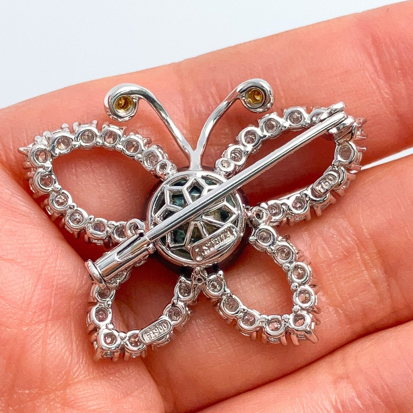 Tahitian Pearl & Diamond Butterfly Brooch, Platinum - Forever Rox