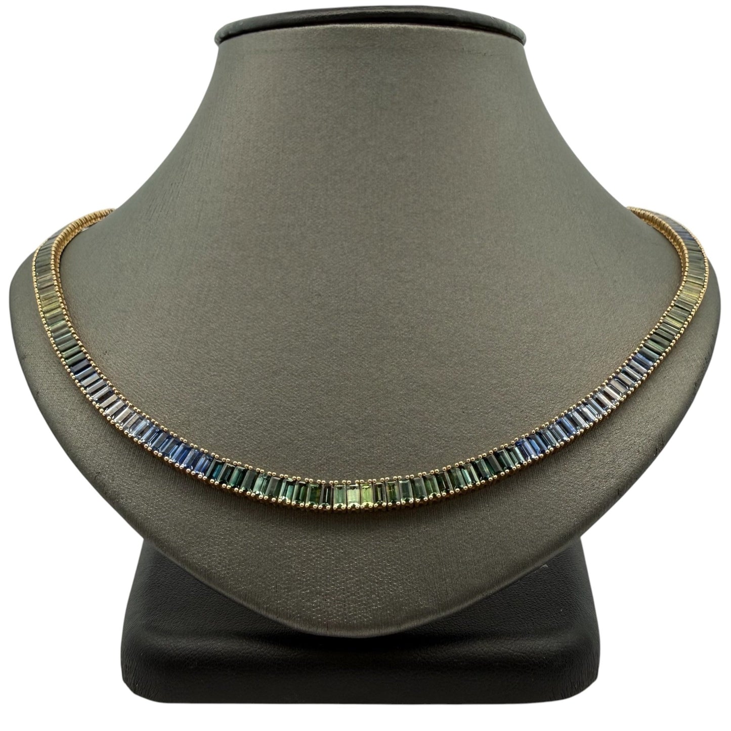 "Tahoe Accents" Graduating Blue & Green Sapphire Necklace - Forever Rox Fine Jewelry