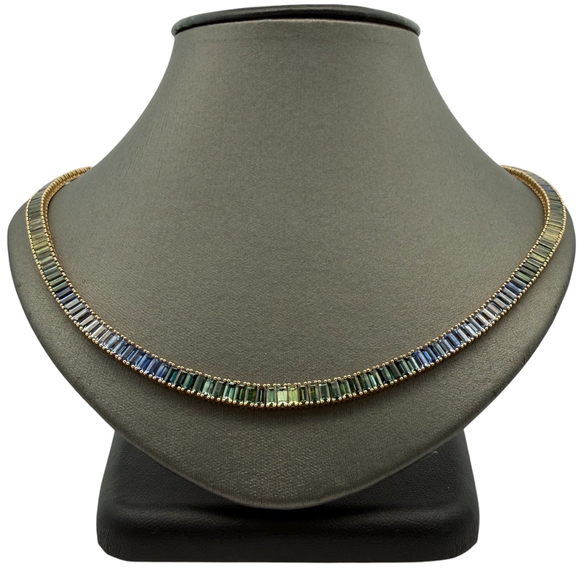 "Tahoe Accents" Graduating Blue & Green Sapphire Necklace - Forever Rox Fine Jewelry