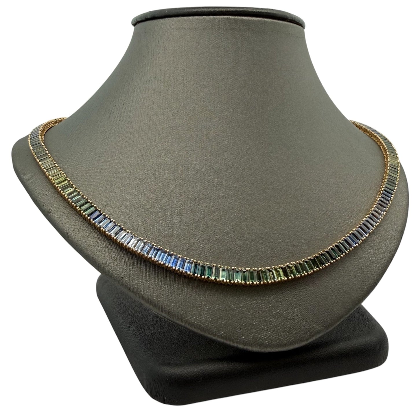 "Tahoe Accents" Graduating Blue & Green Sapphire Necklace - Forever Rox Fine Jewelry