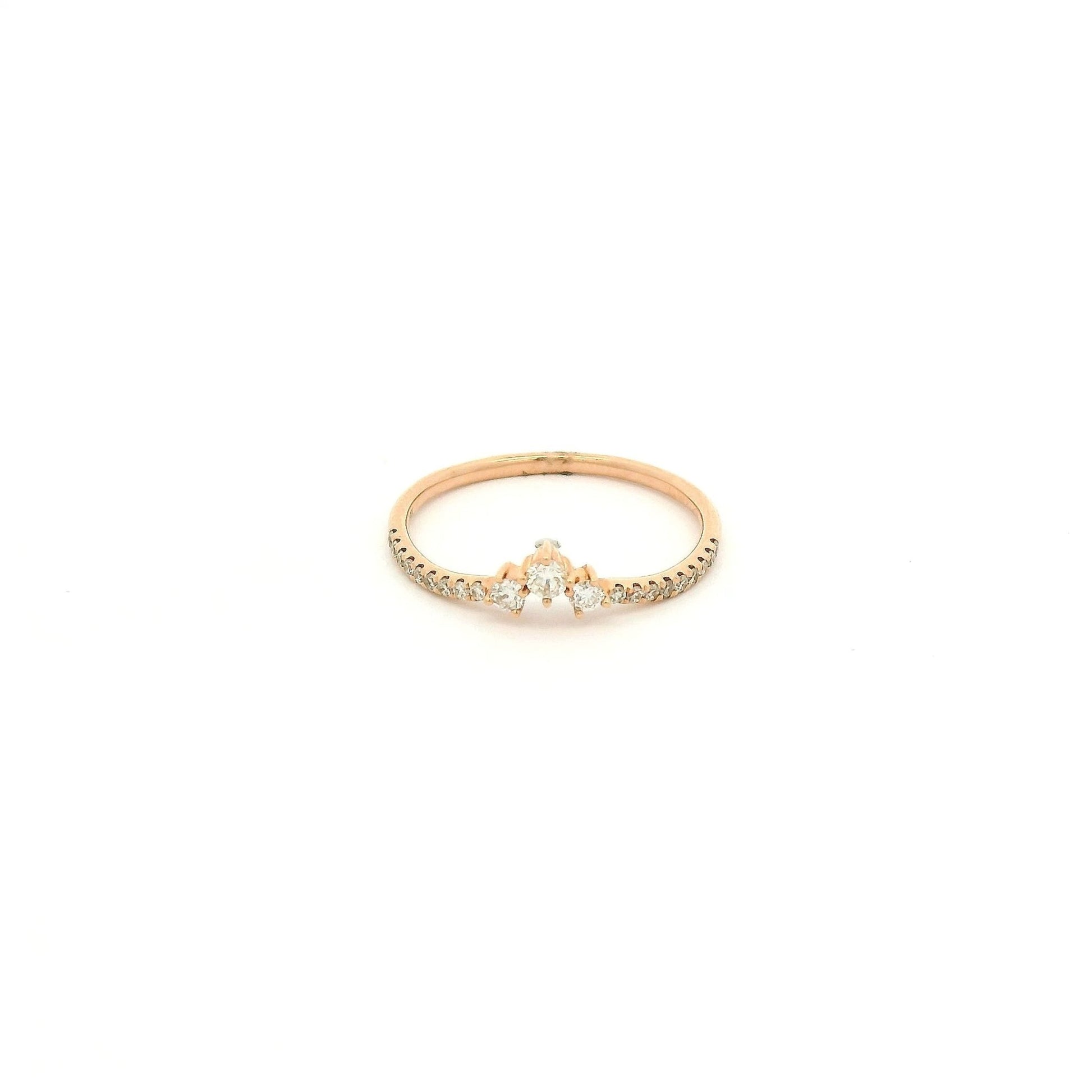 Three Center DIamond Point Curve Band - Forever Rox Fine Jewelry