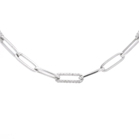 Three Diamond Link Paperclip Necklace - Forever Rox Fine Jewelry