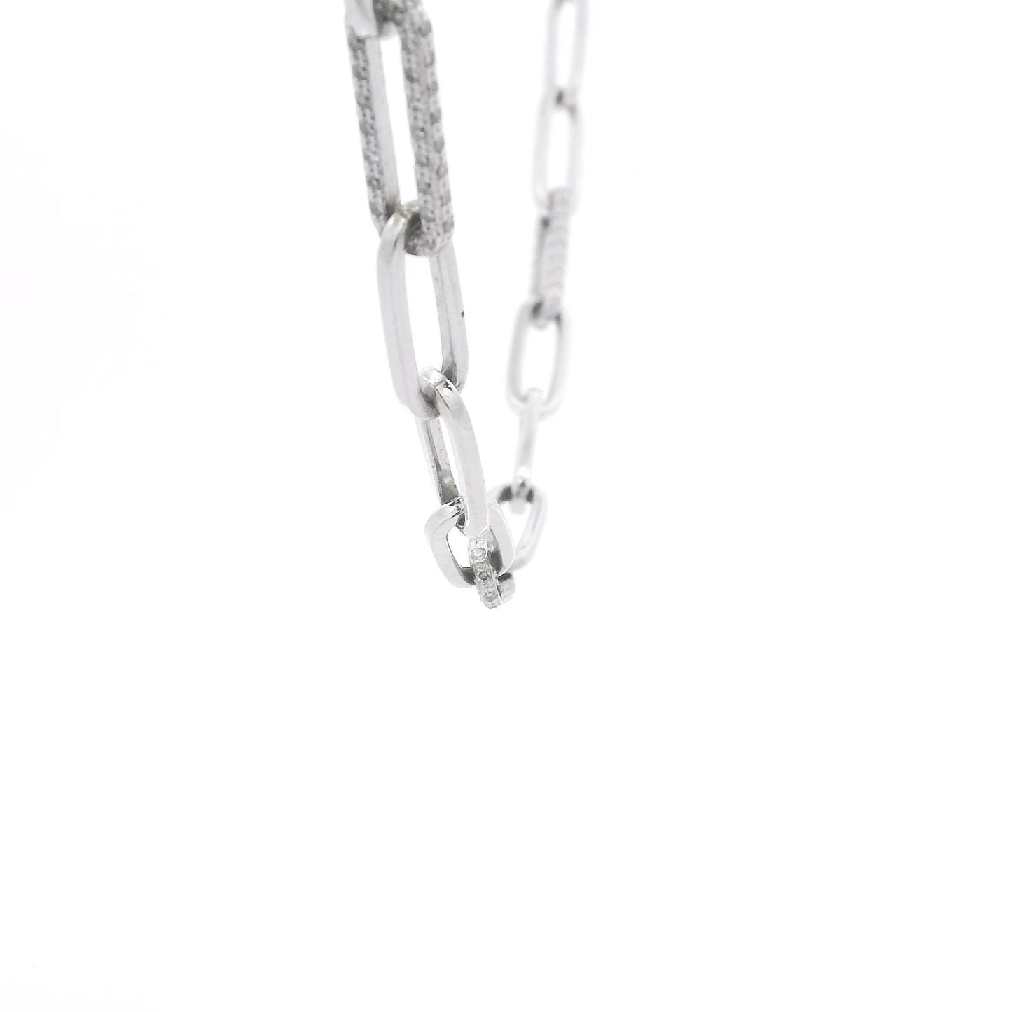 Three Diamond Link Paperclip Necklace - Forever Rox Fine Jewelry
