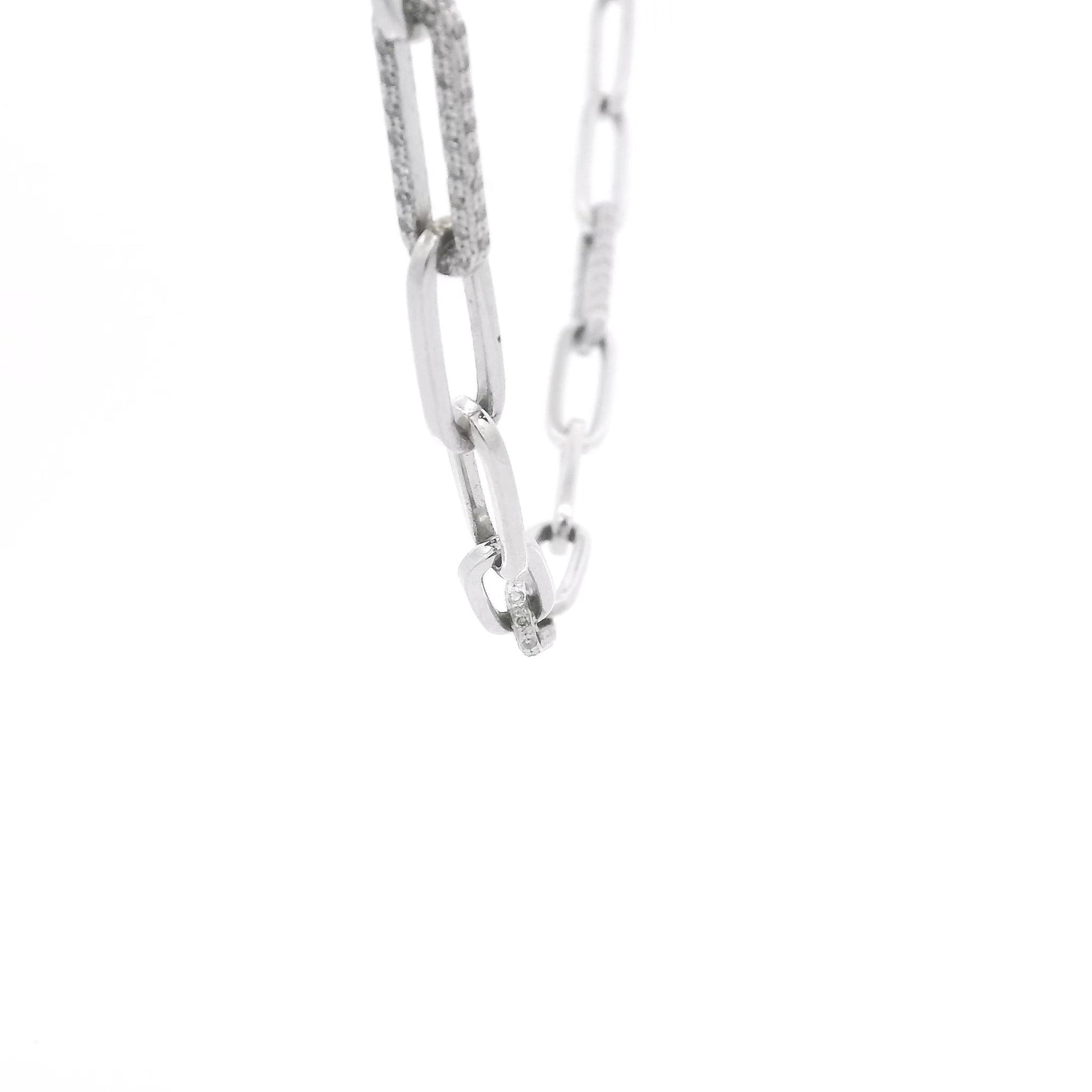 Three Diamond Link Paperclip Necklace - Forever Rox Fine Jewelry
