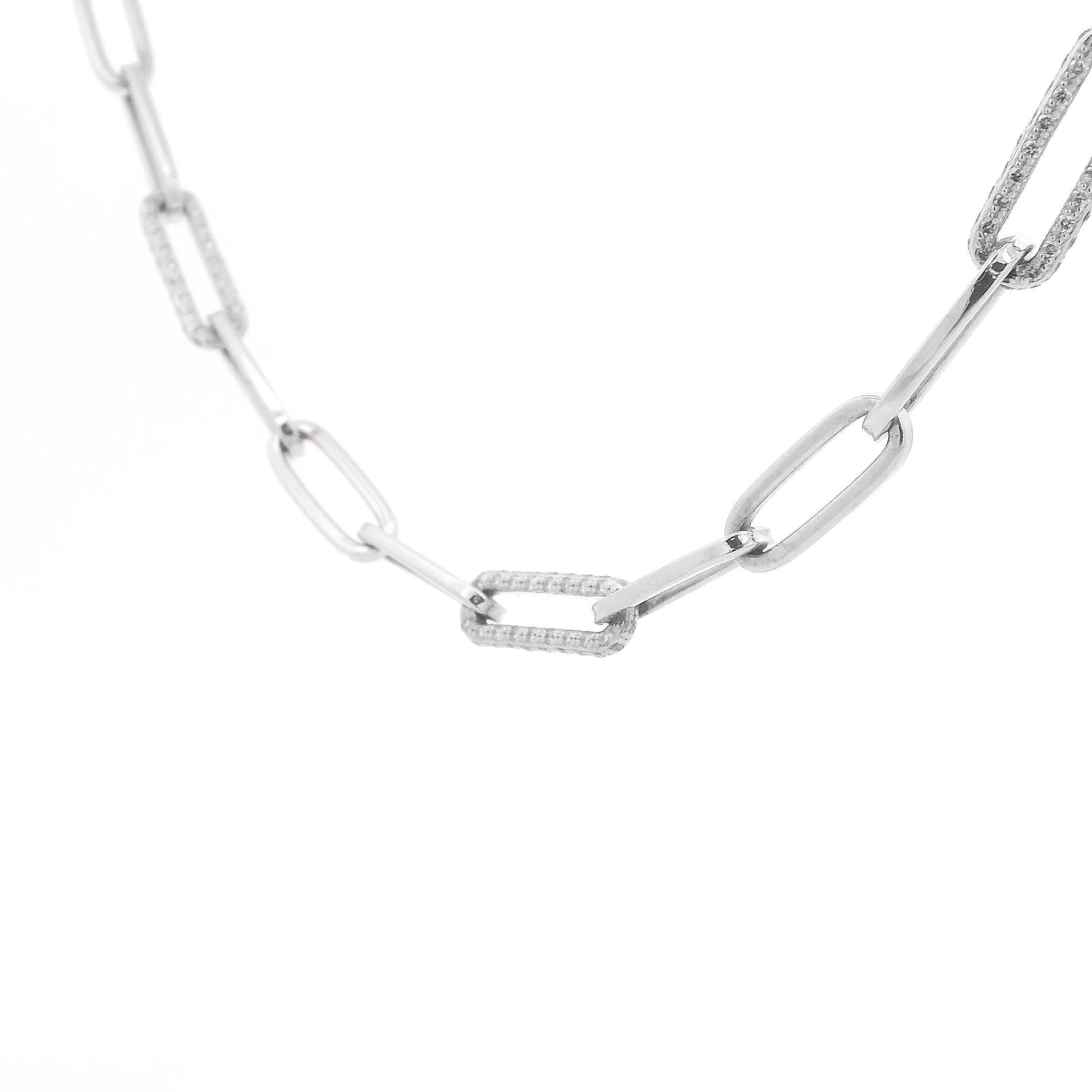 Three Diamond Link Paperclip Necklace - Forever Rox Fine Jewelry