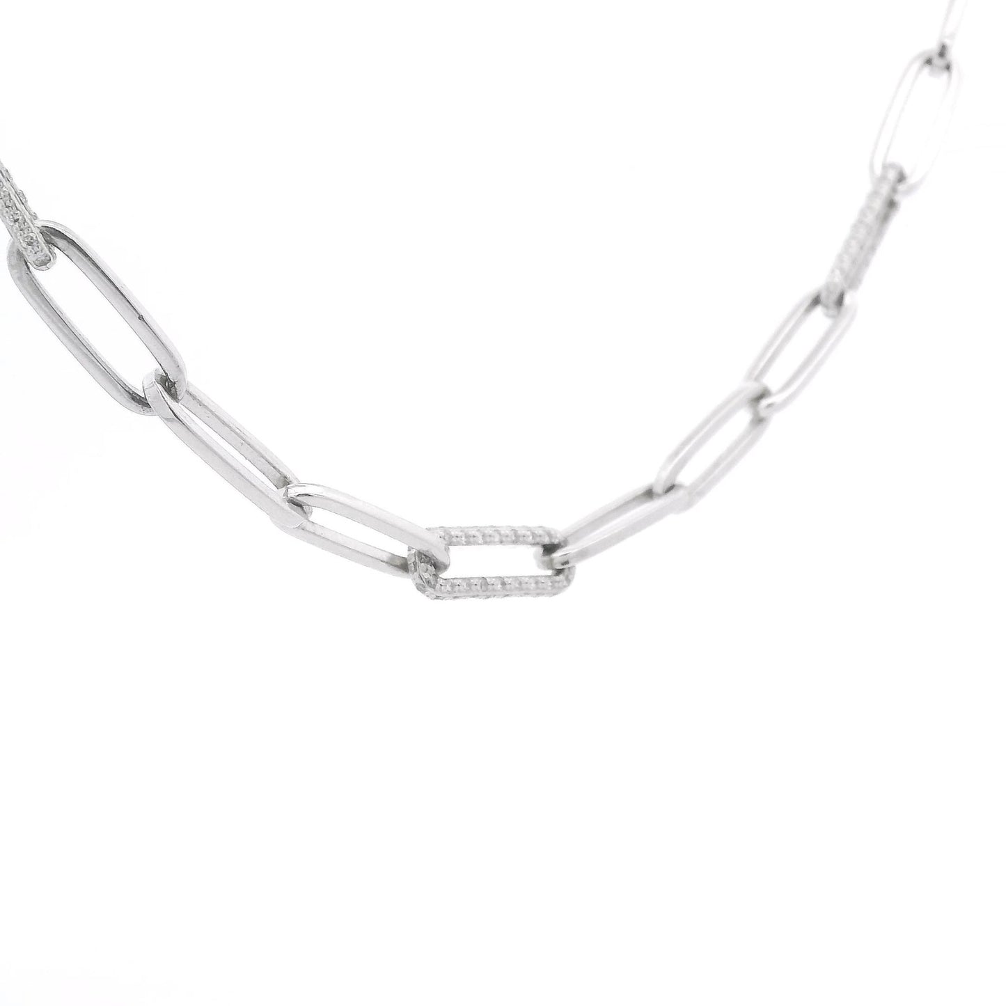 Three Diamond Link Paperclip Necklace - Forever Rox Fine Jewelry