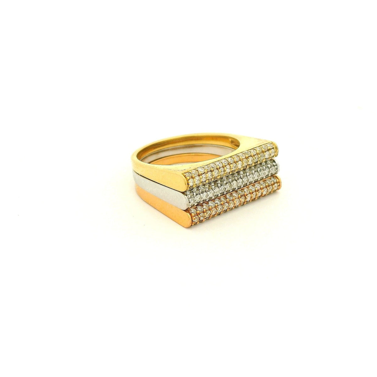 Three Gold Pavé Diamond Stackable Bands Set - Forever Rox Fine Jewelry