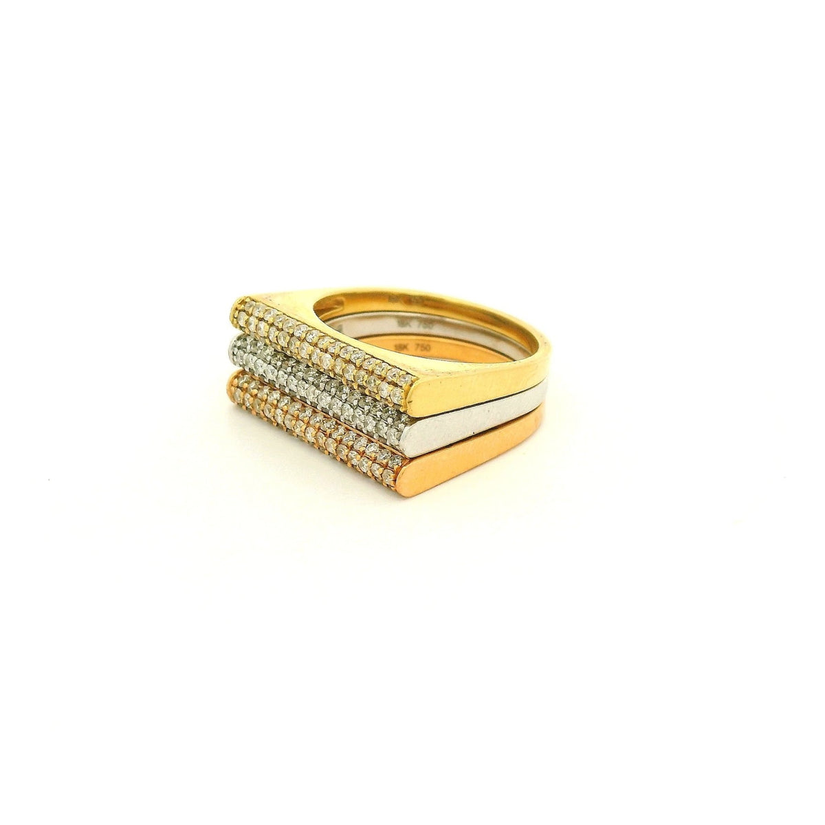 Three Gold Pavé Diamond Stackable Bands Set - Forever Rox Fine Jewelry