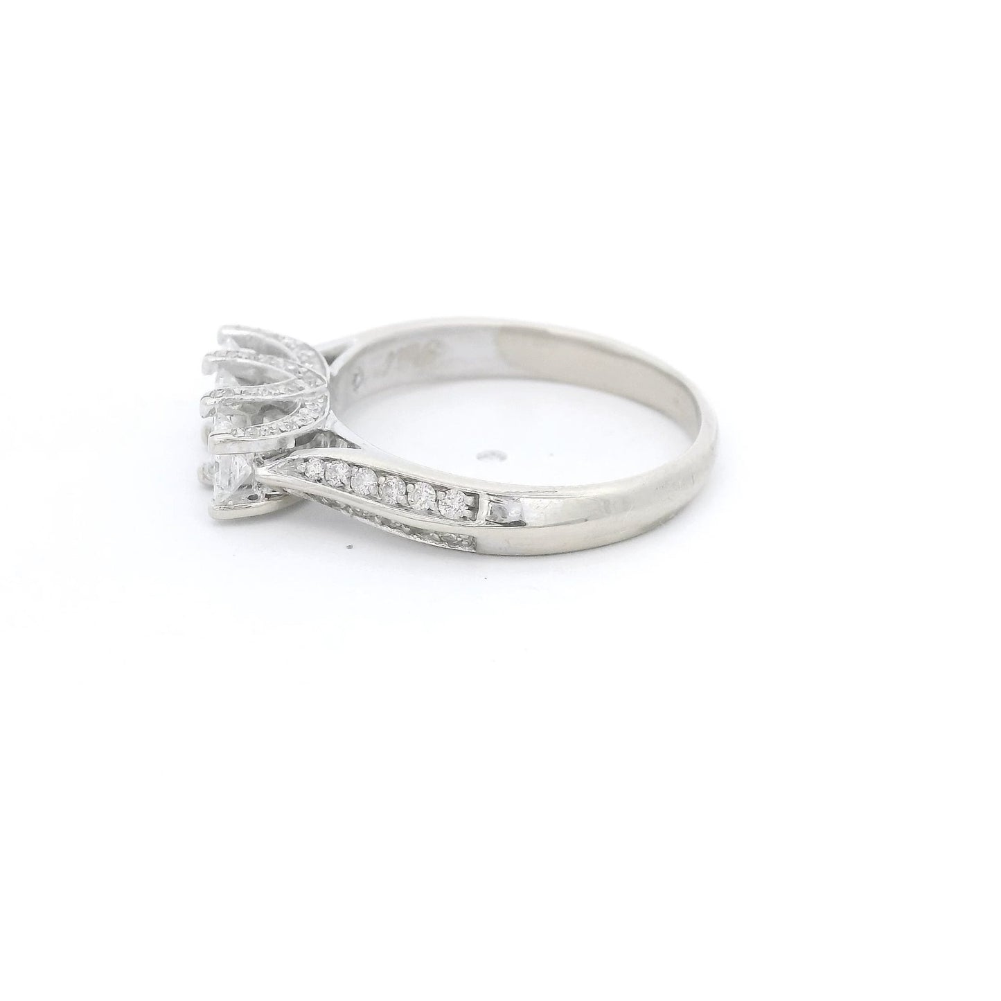 Three Princess Cut Diamond Bridal Ring With Diamonds on Either Side of Both Shanks & Head - Forever Rox Fine Jewelry