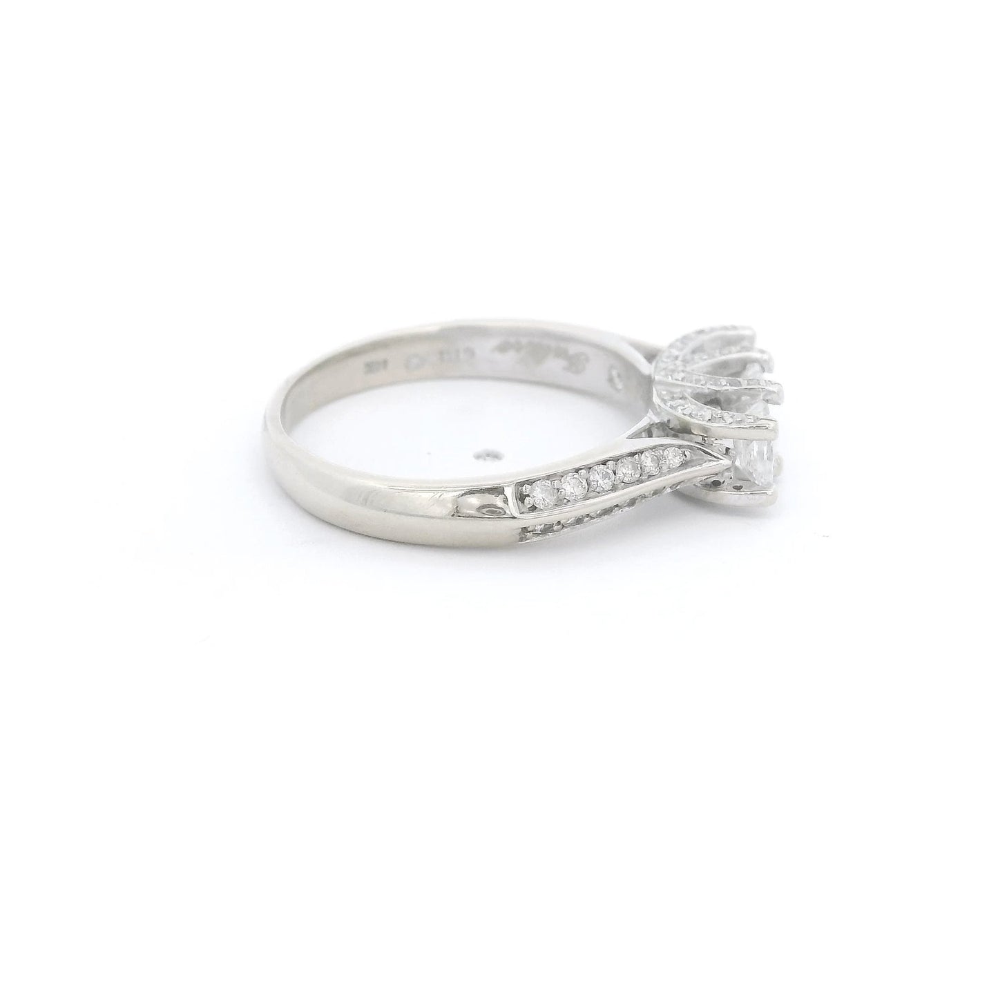 Three Princess Cut Diamond Bridal Ring With Diamonds on Either Side of Both Shanks & Head - Forever Rox Fine Jewelry