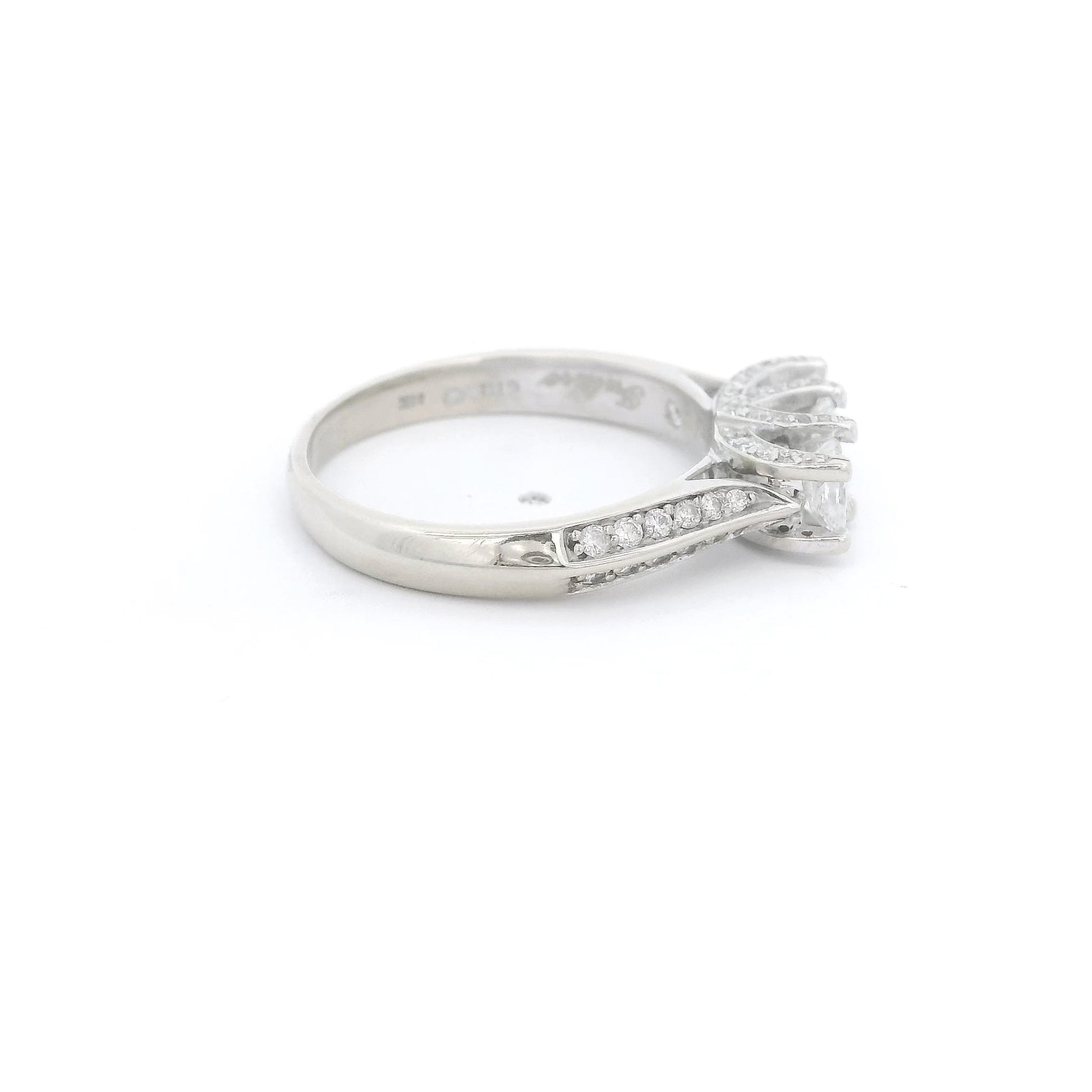 Three Princess Cut Diamond Bridal Ring With Diamonds on Either Side of Both Shanks & Head - Forever Rox Fine Jewelry