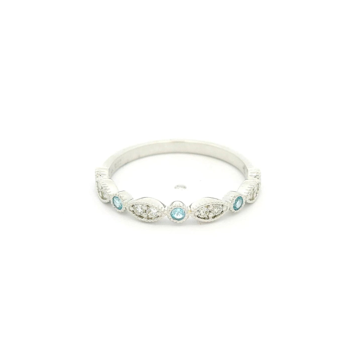Topaz & Diamond Filigree Design Band - Forever Rox