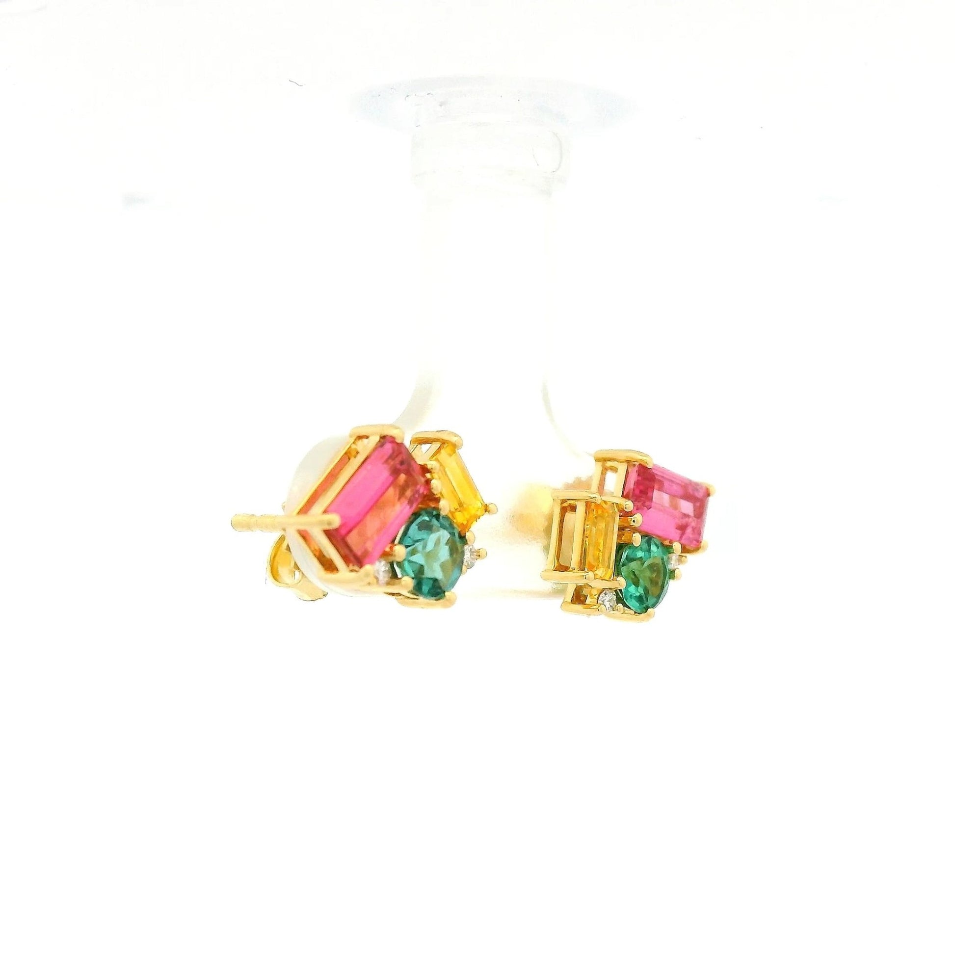 Tourmaline, Sapphire & Diamond Studs - Forever Rox