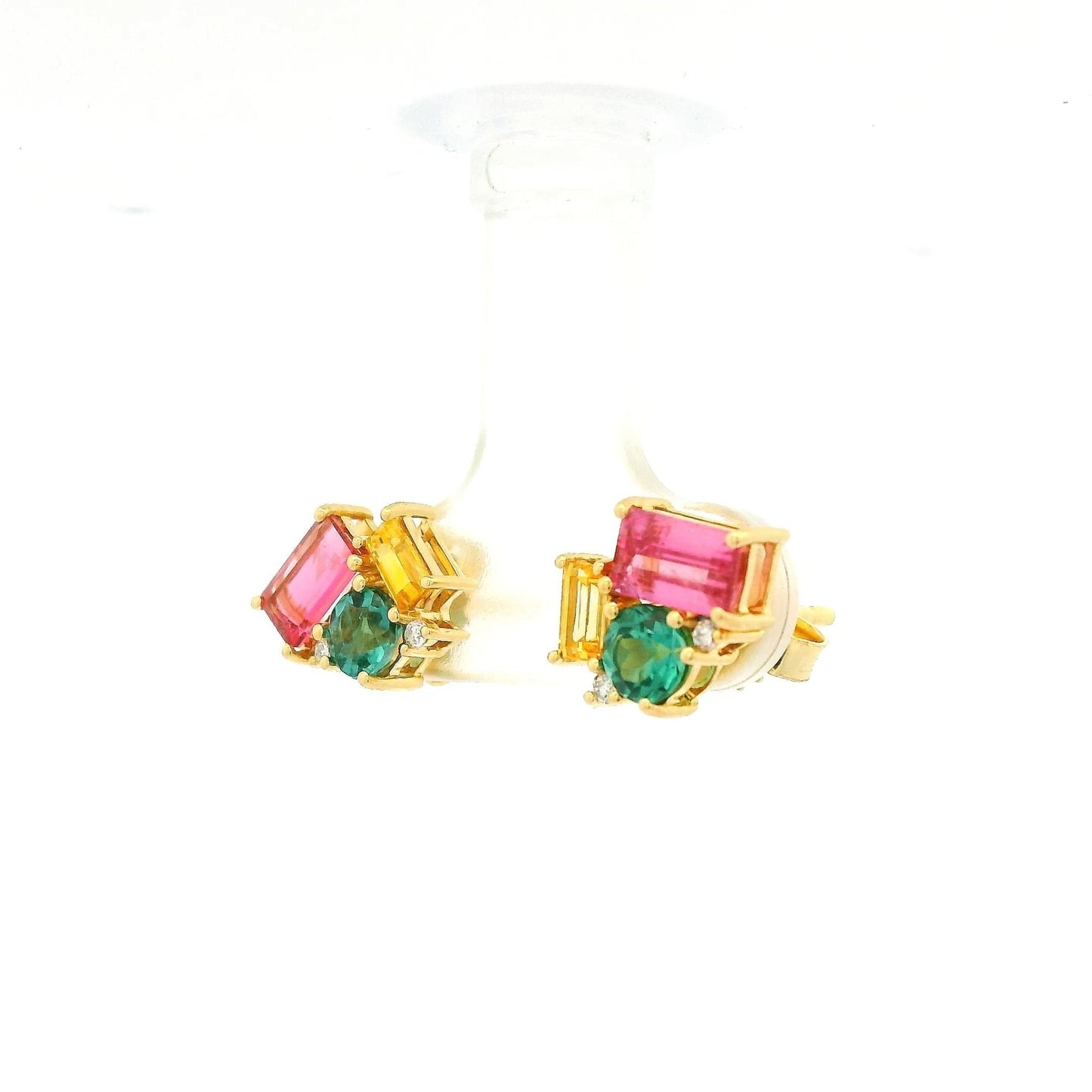 Tourmaline, Sapphire & Diamond Studs - Forever Rox