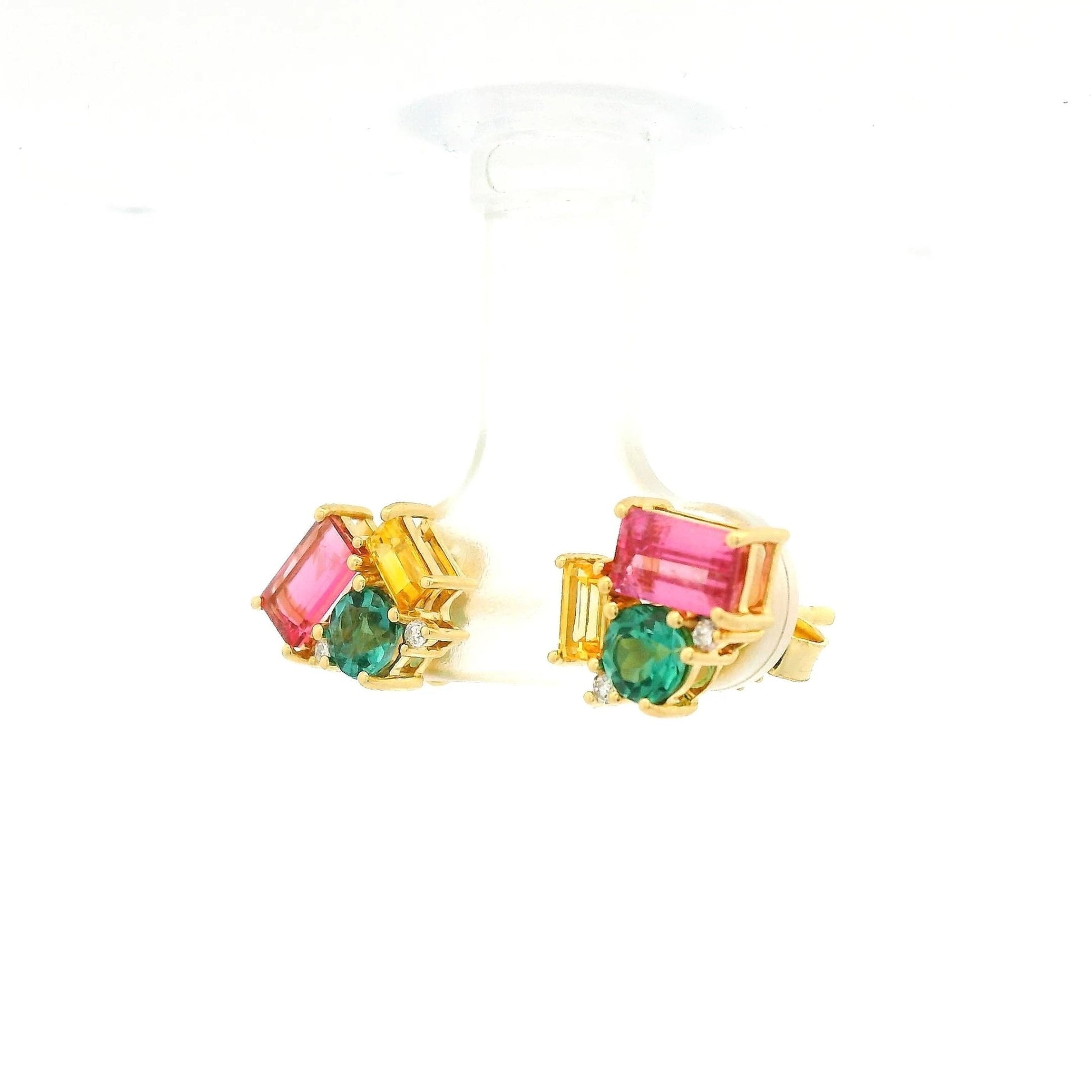 Tourmaline, Sapphire & Diamond Studs - Forever Rox