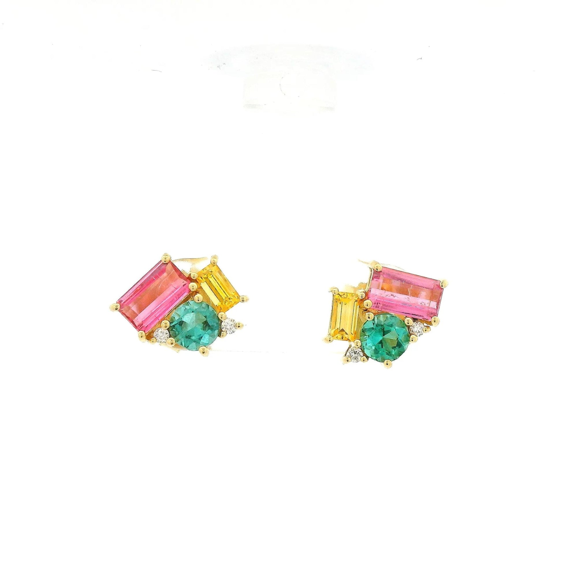 Tourmaline, Sapphire & Diamond Studs - Forever Rox