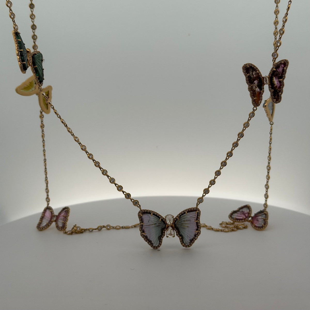 Tourmaline Wing & Diamond Butterfly Diamonds By The Yard Necklace - Forever Rox Fine Jewelry