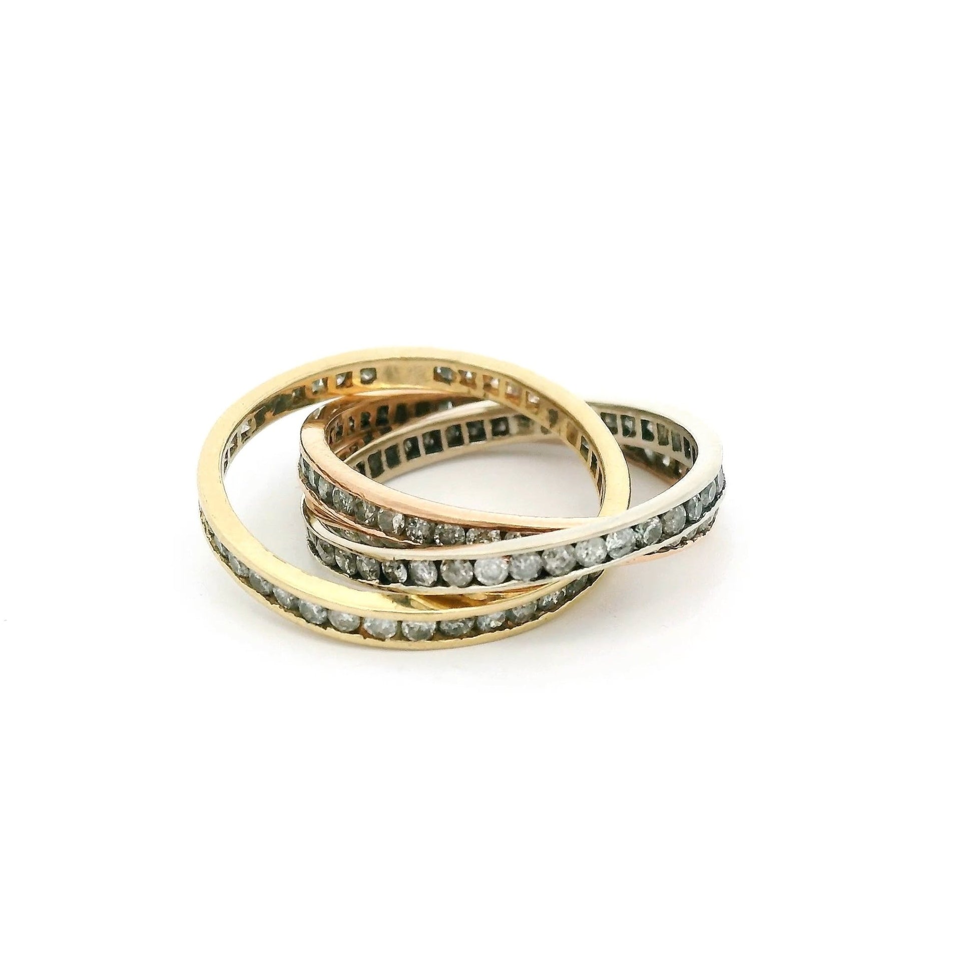 Tri - Tone Triple Interlocked Diamond Eternity Band - Forever Rox