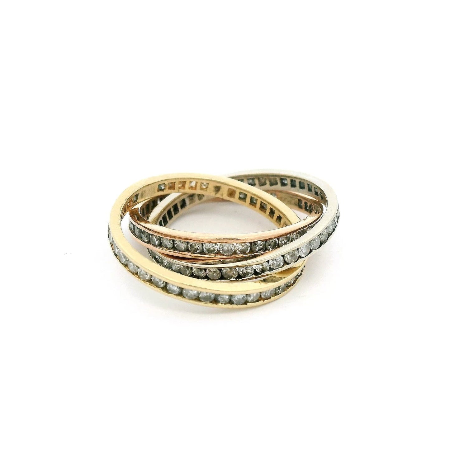 Tri - Tone Triple Interlocked Diamond Eternity Band - Forever Rox