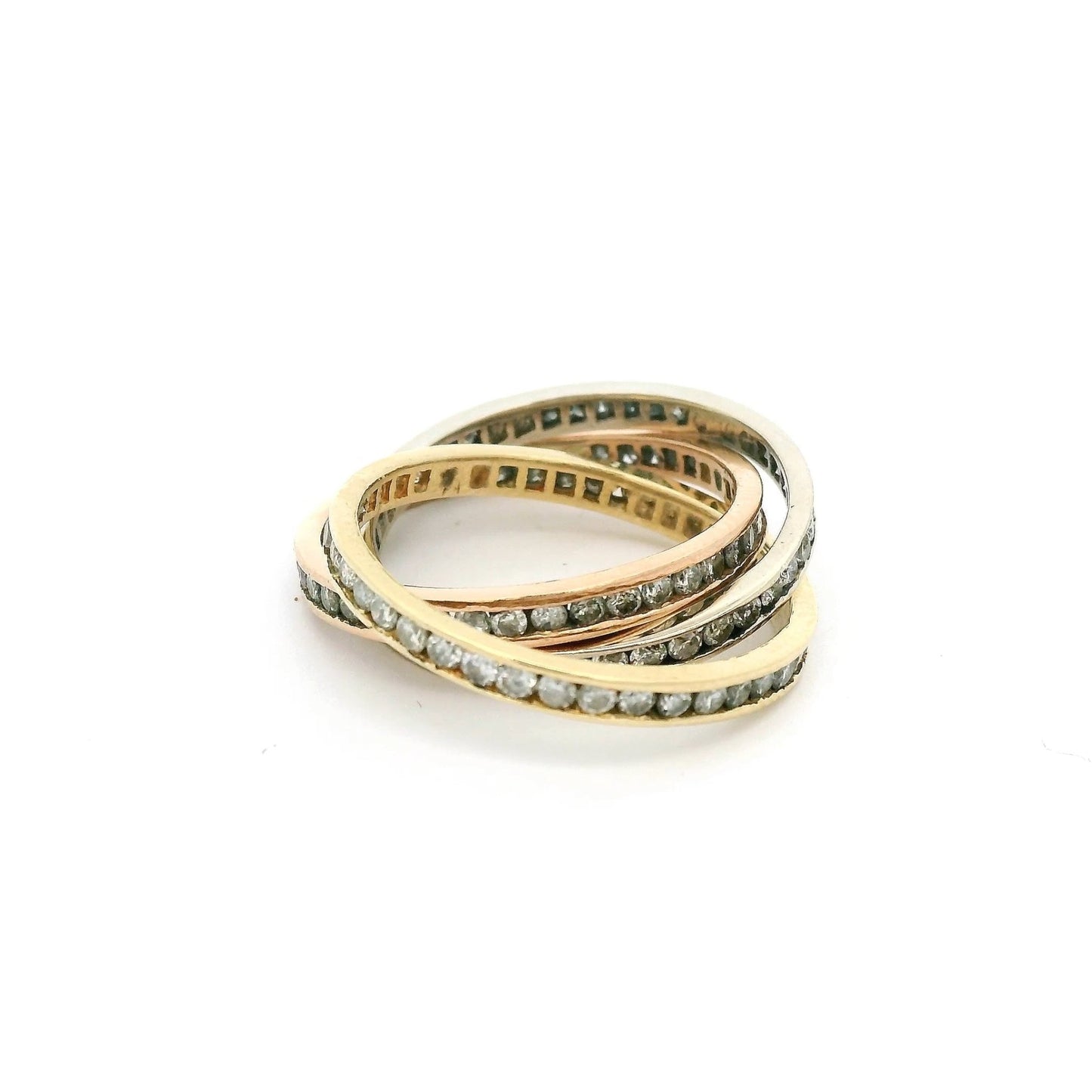 Tri - Tone Triple Interlocked Diamond Eternity Band - Forever Rox