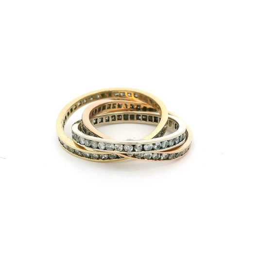 Tri - Tone Triple Interlocked Diamond Eternity Band - Forever Rox