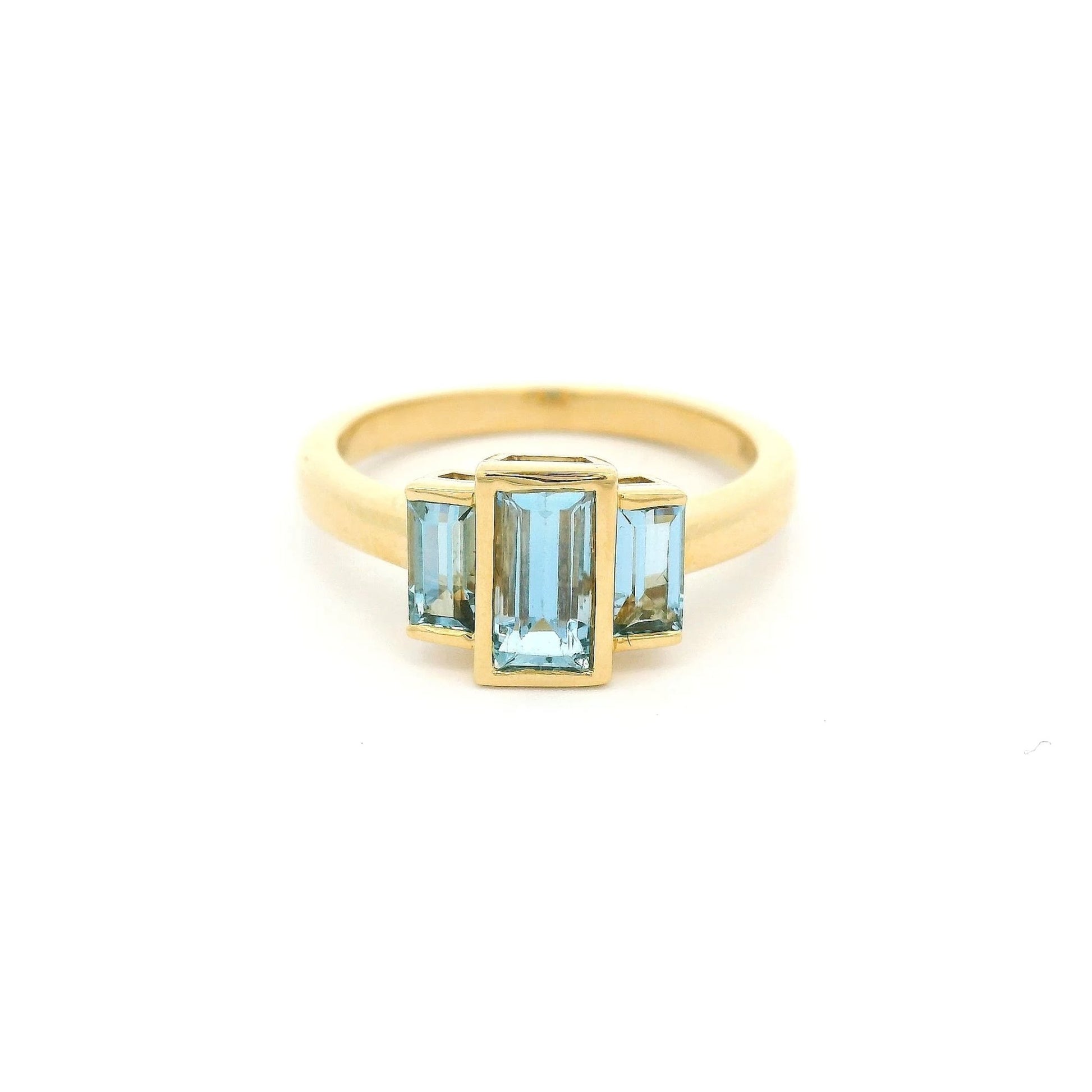 Triple Baguette Cut Aquamarine Ring - Forever Rox