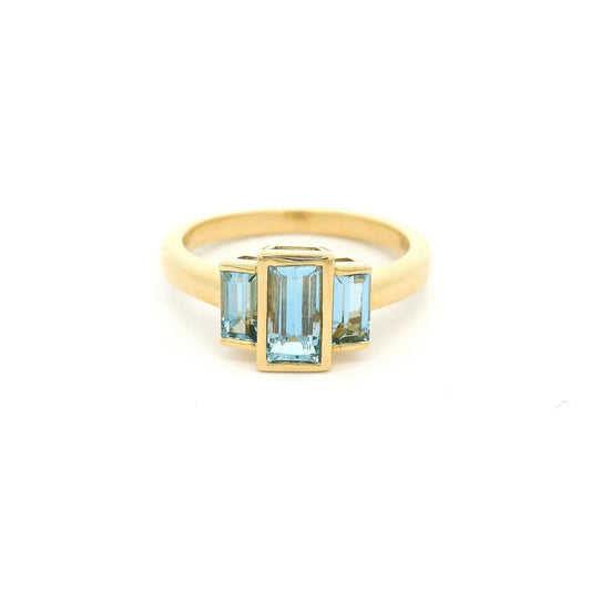 Triple Baguette Cut Aquamarine Ring - Forever Rox