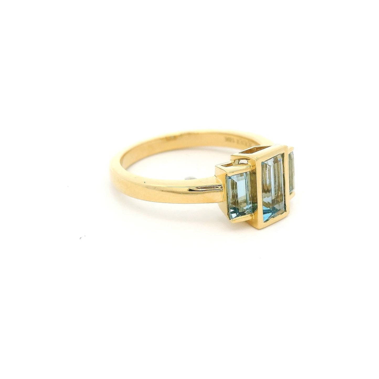 Triple Baguette Cut Aquamarine Ring - Forever Rox