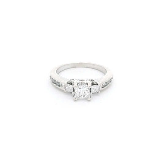 Triple Princess Cut Diamond Bridal Ring with Channel Set Diamonds & Diamonds Inside The Shank - Forever Rox Fine Jewelry