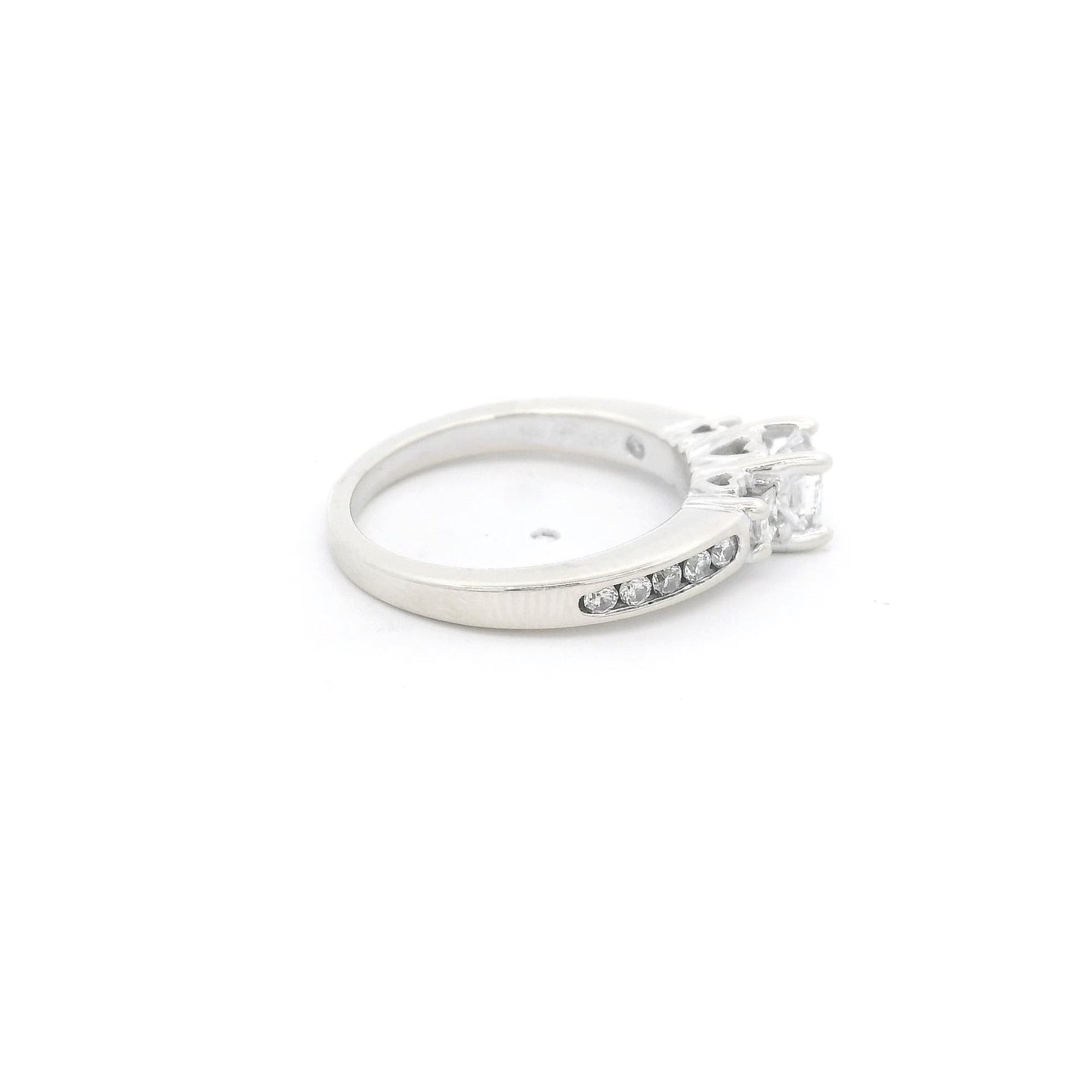 Triple Princess Cut Diamond Bridal Ring with Channel Set Diamonds & Diamonds Inside The Shank - Forever Rox Fine Jewelry