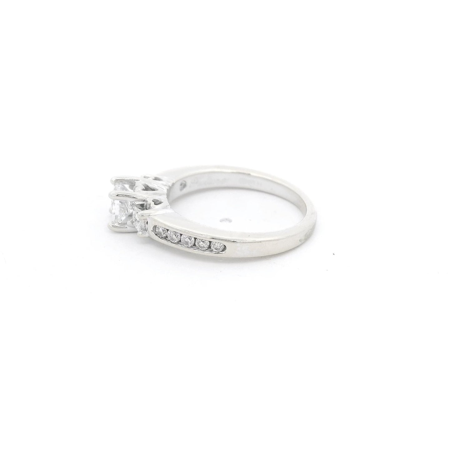 Triple Princess Cut Diamond Bridal Ring with Channel Set Diamonds & Diamonds Inside The Shank - Forever Rox Fine Jewelry
