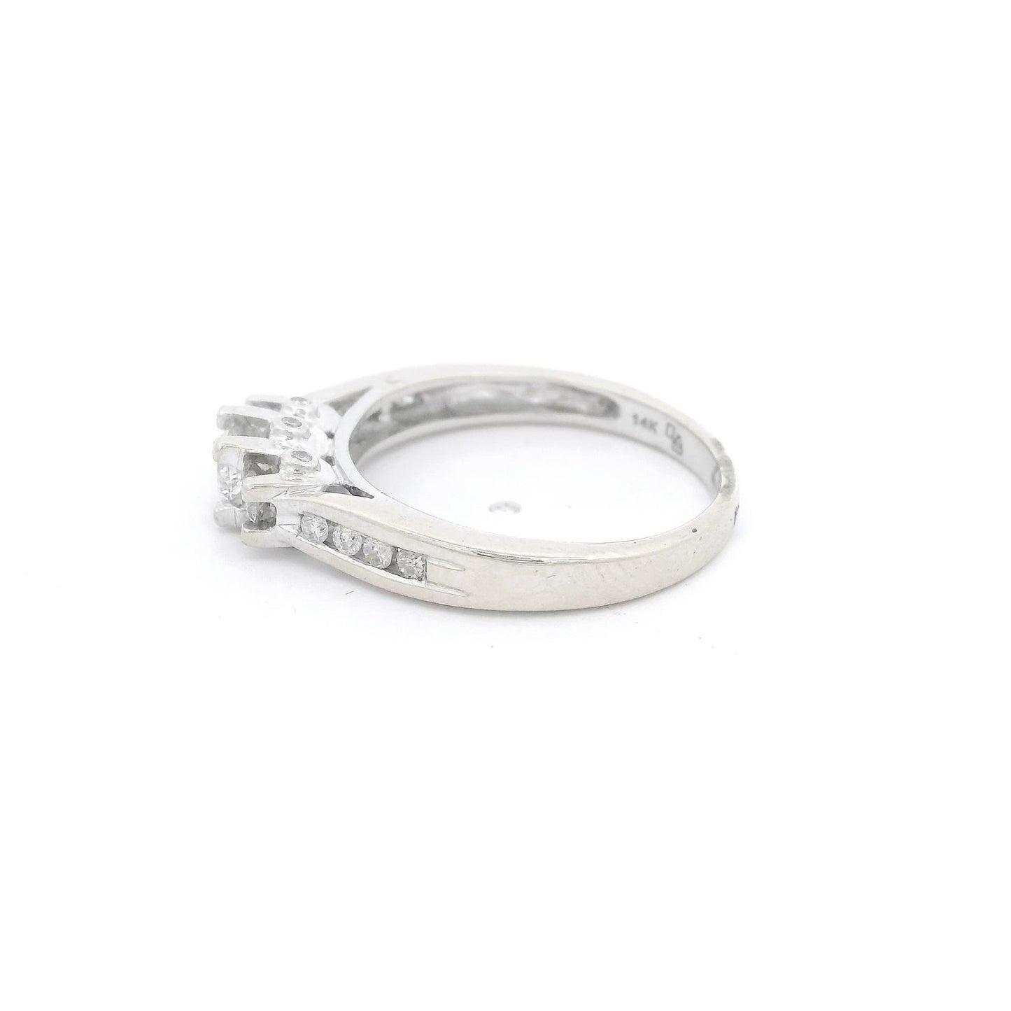 Triple Round Cut Diamond Bridal Ring with Channel Set Diamonds - Forever Rox Fine Jewelry