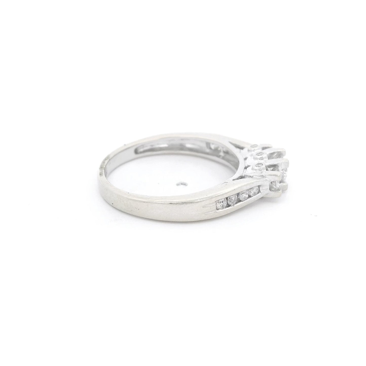 Triple Round Cut Diamond Bridal Ring with Channel Set Diamonds - Forever Rox Fine Jewelry