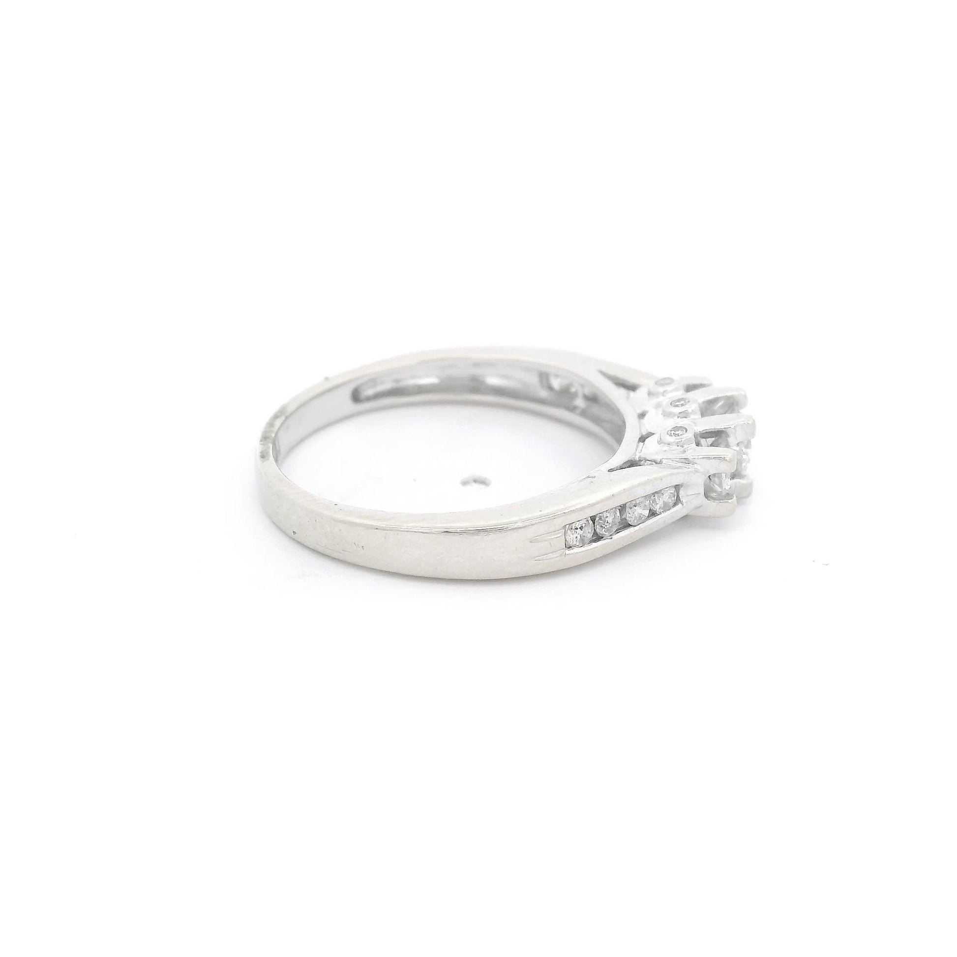 Triple Round Cut Diamond Bridal Ring with Channel Set Diamonds - Forever Rox Fine Jewelry