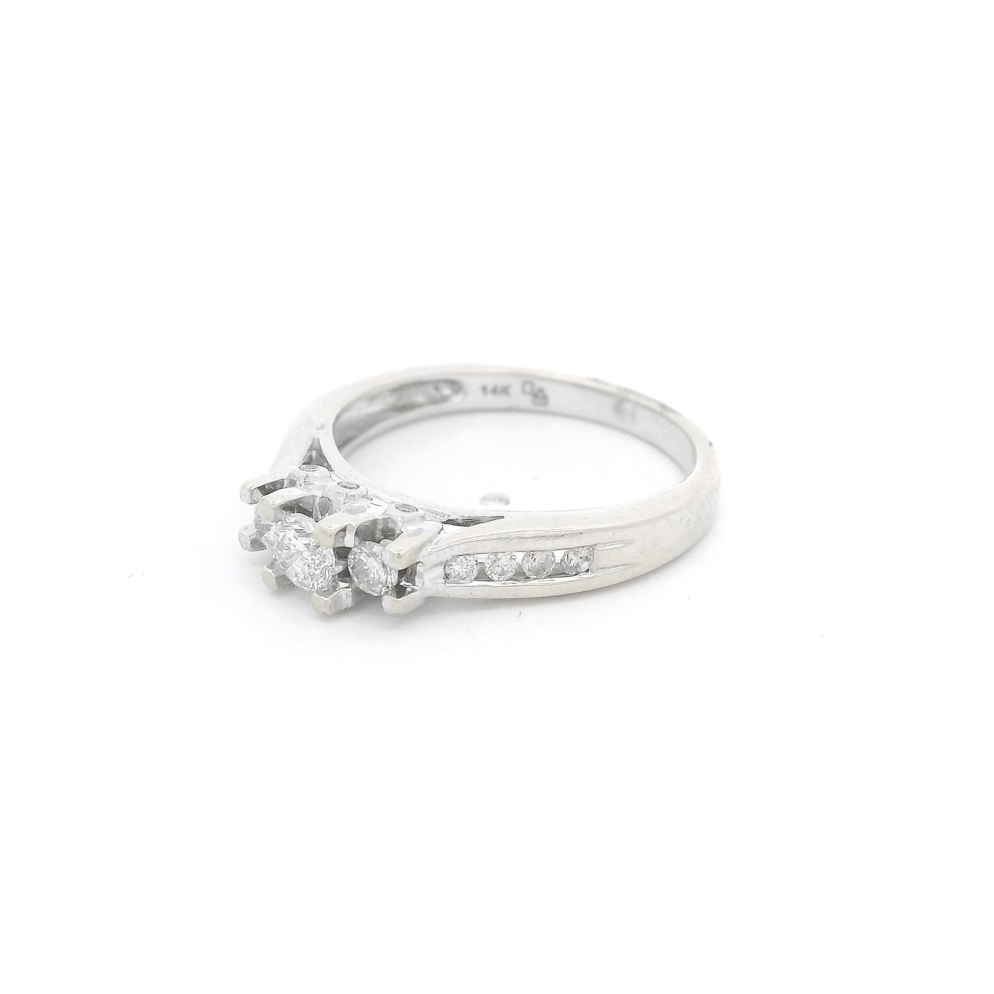 Triple Round Cut Diamond Bridal Ring with Channel Set Diamonds - Forever Rox Fine Jewelry