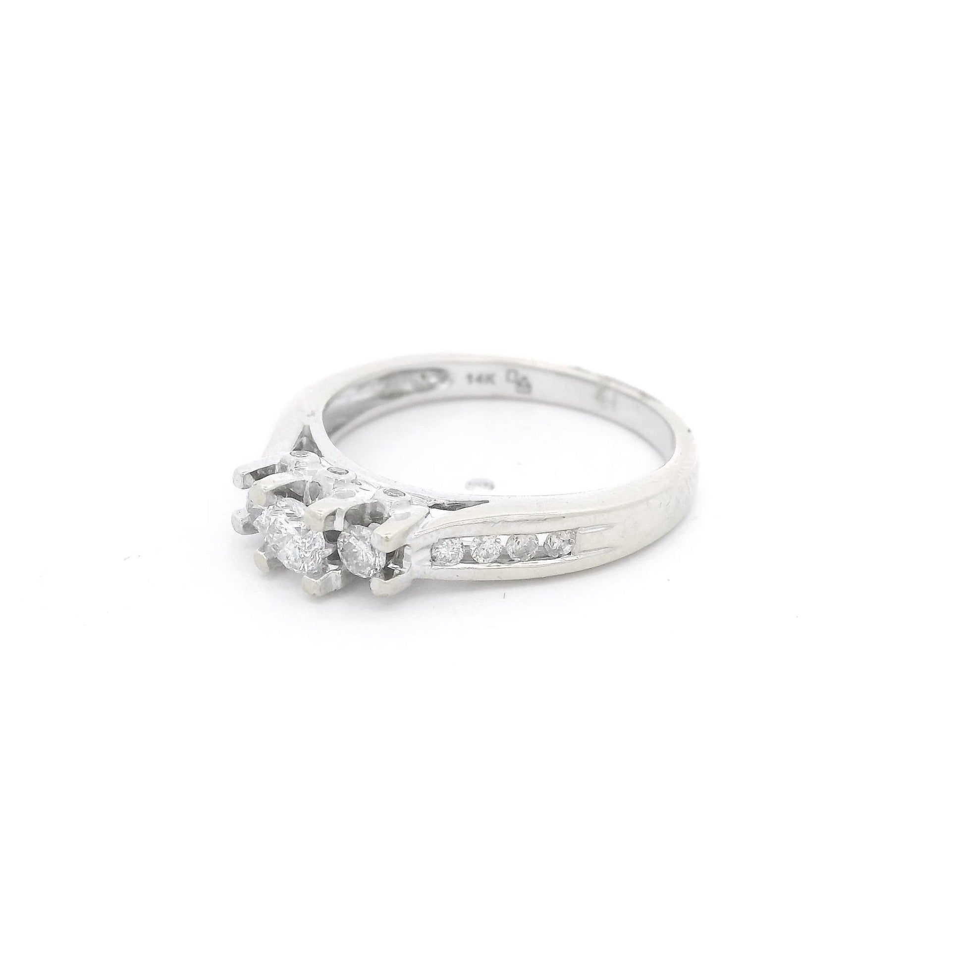 Triple Round Cut Diamond Bridal Ring with Channel Set Diamonds - Forever Rox Fine Jewelry